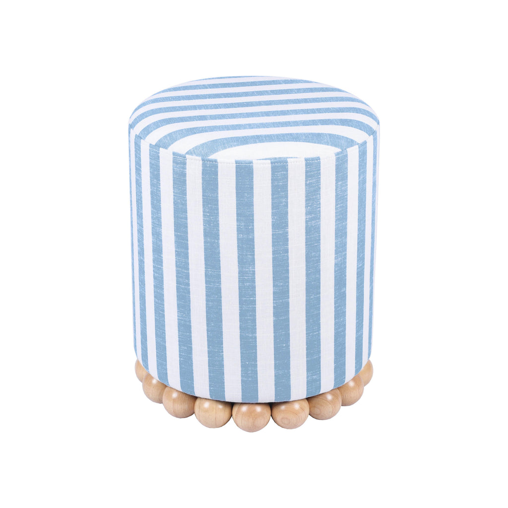 Dex Striped Linen Ottoman