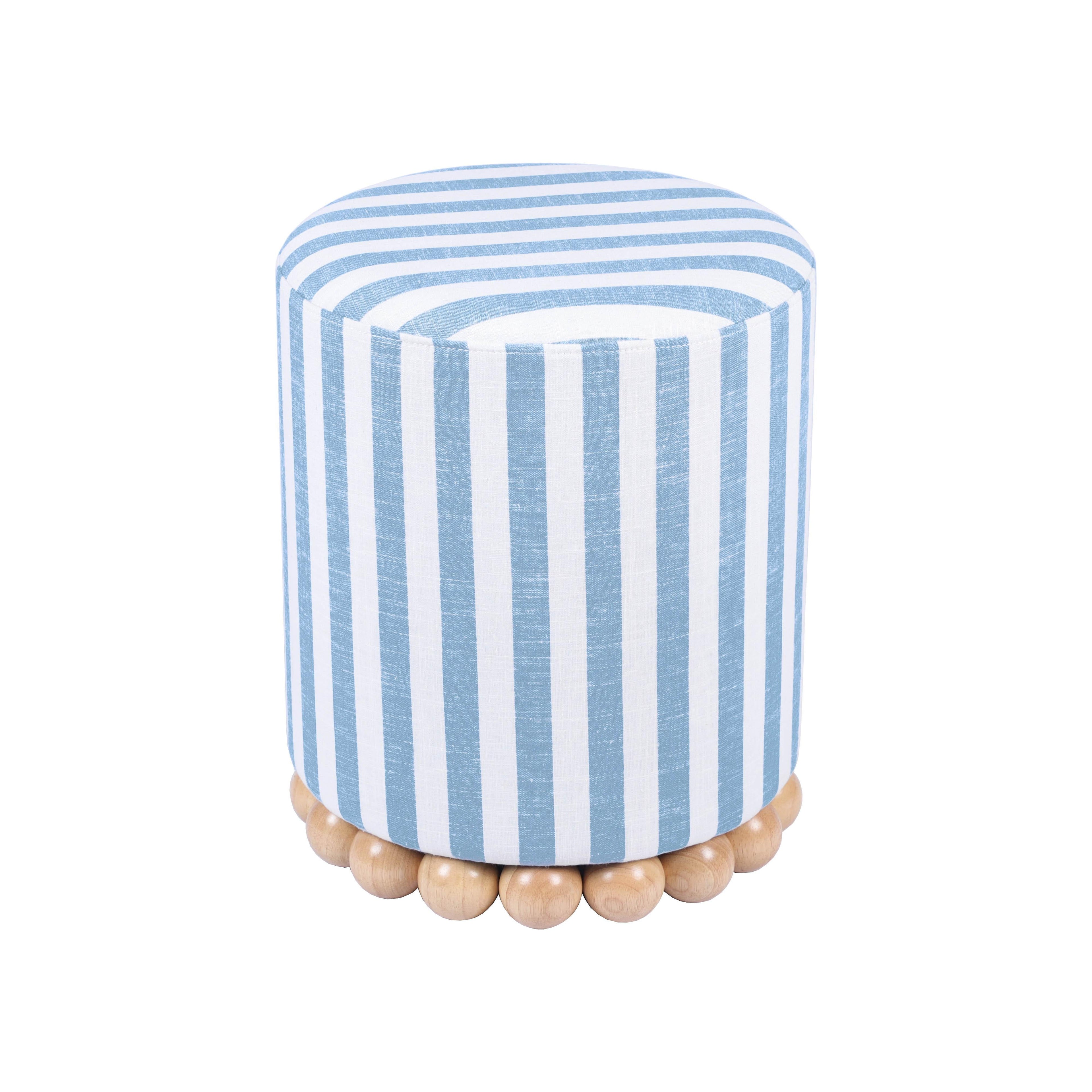 Dex Striped Linen Ottoman