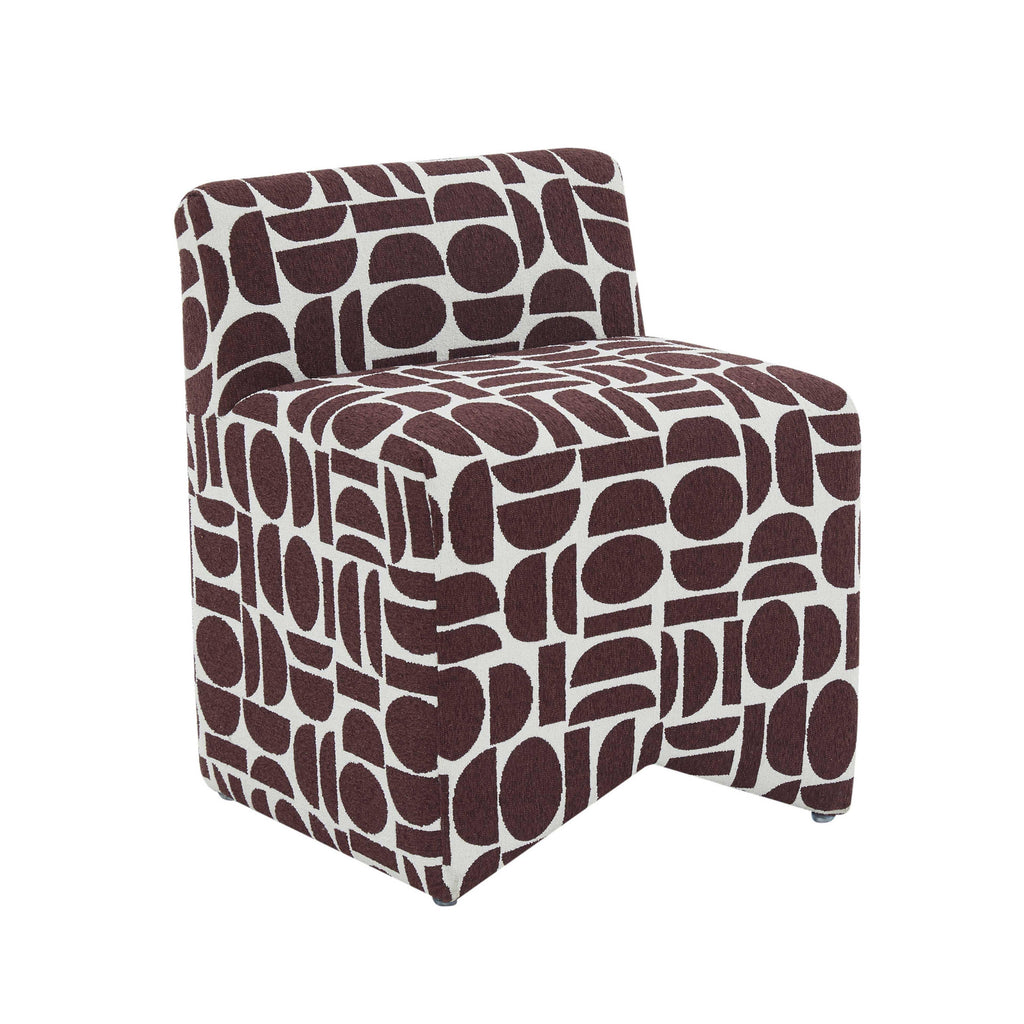 Pippa Geometric Performance Jacquard Weave Accent Stool — Red,White null