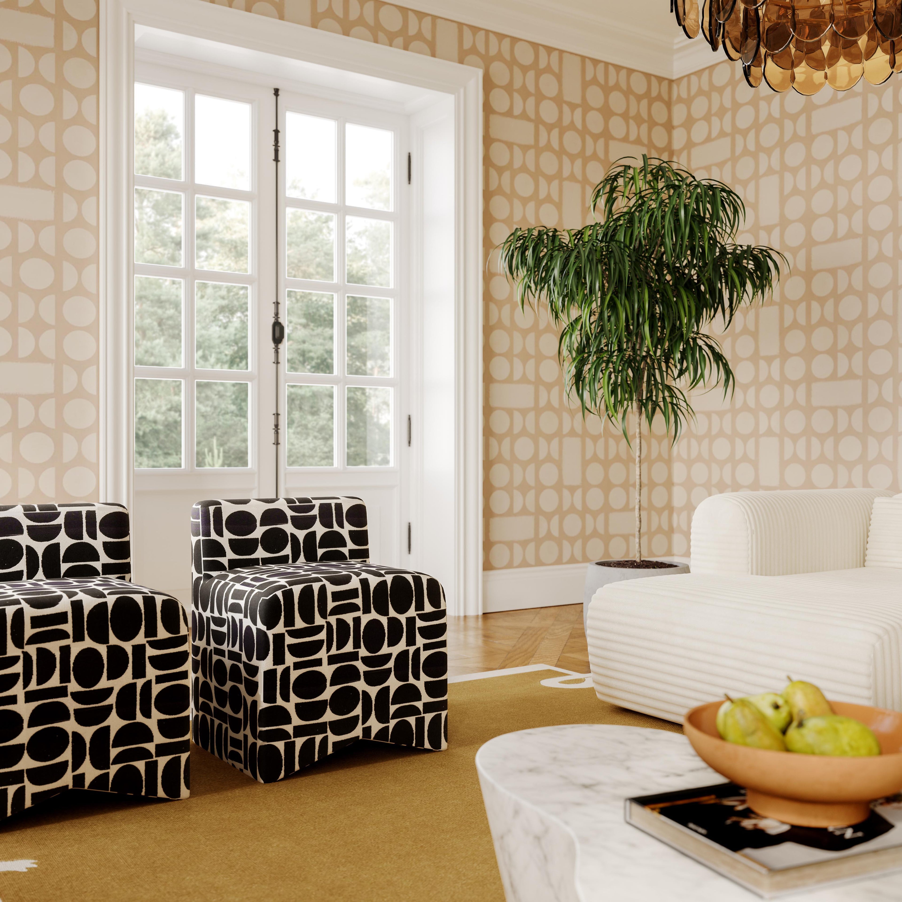 Pippa Geometric Performance Jacquard Weave Accent Stool