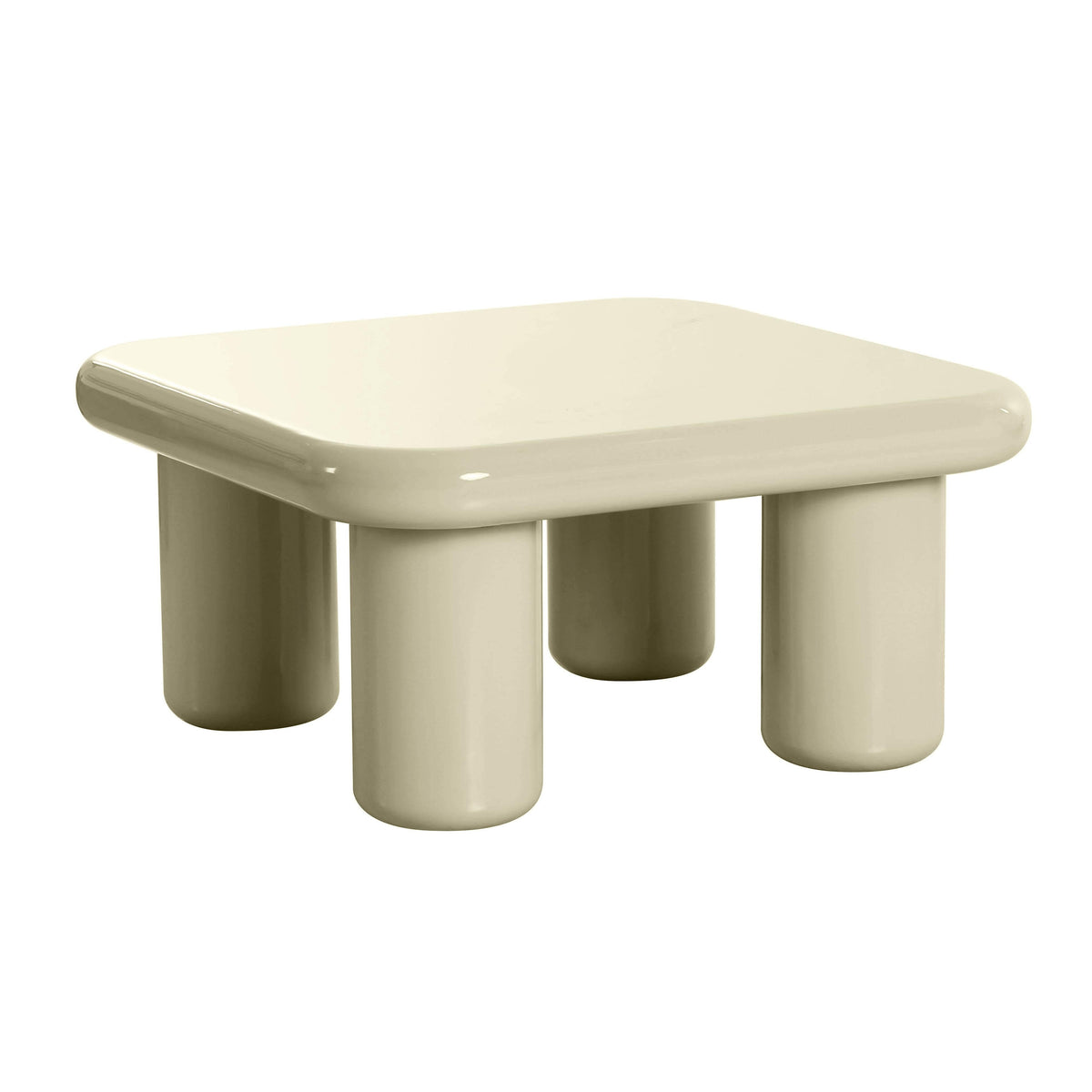 Memphis 33.5" Glossy Square Coffee Table — Cream null