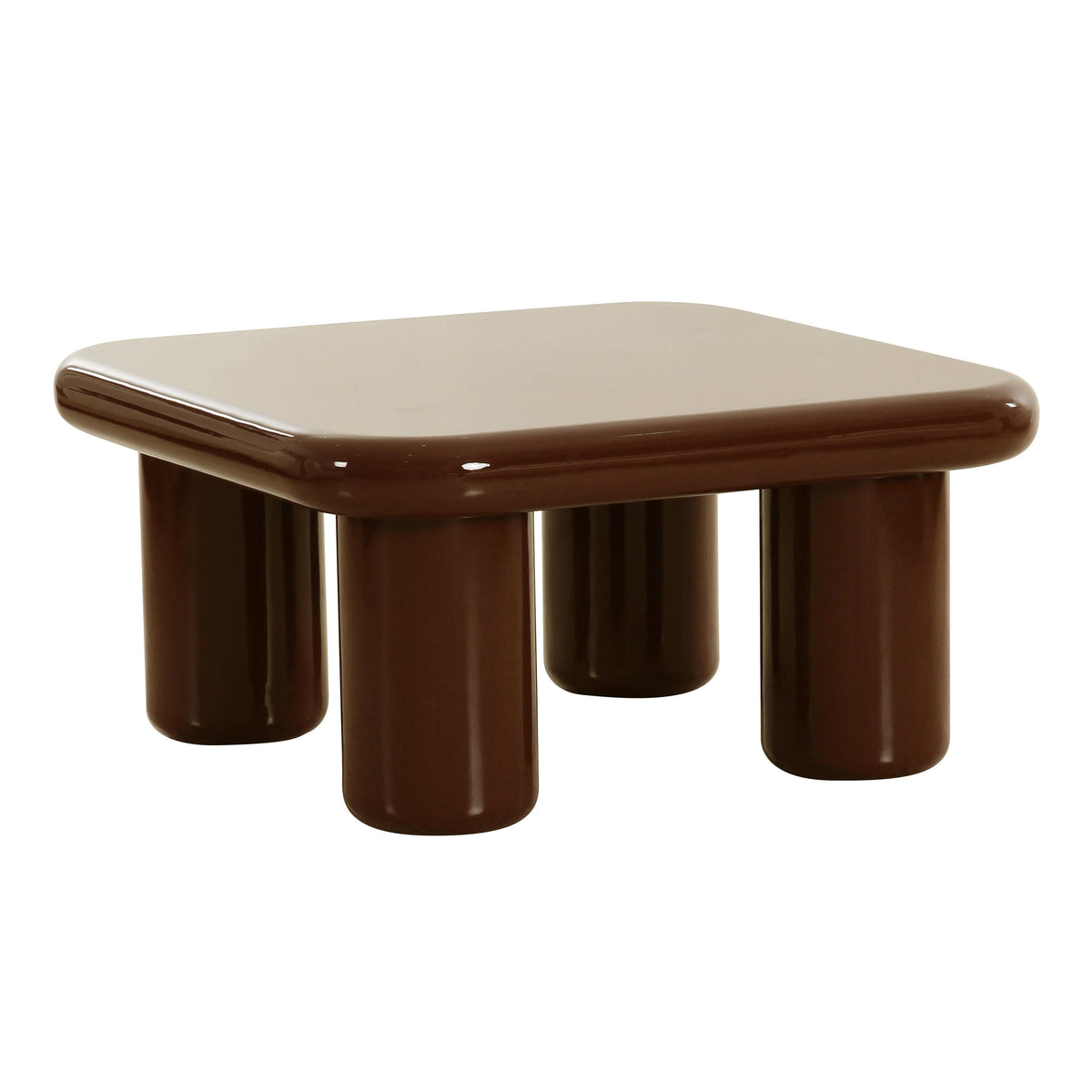 Memphis 33.5" Glossy Square Coffee Table — Brown null