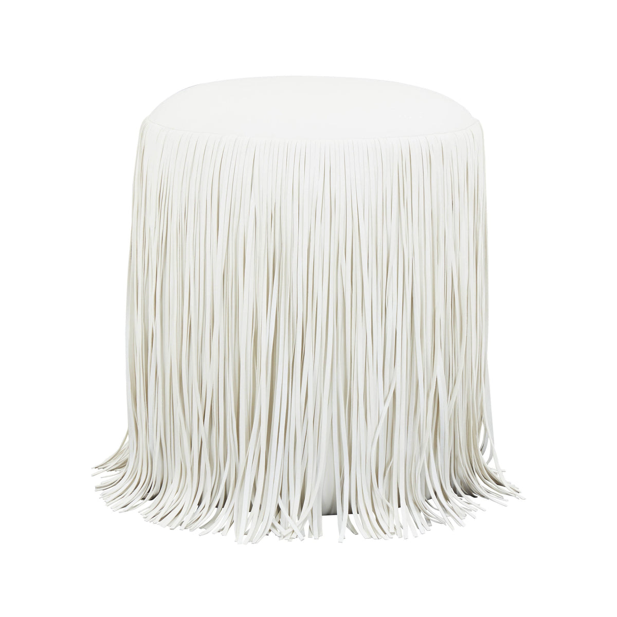 Shag Me Performance Vegan Leather Ottoman — Ivory null