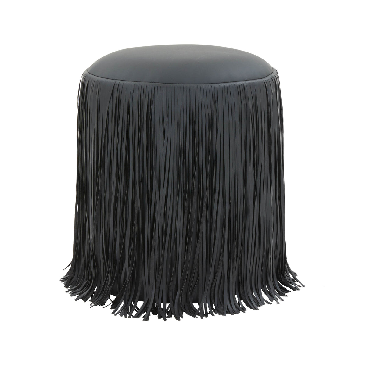 Shag Me Performance Vegan Leather Ottoman — Black null