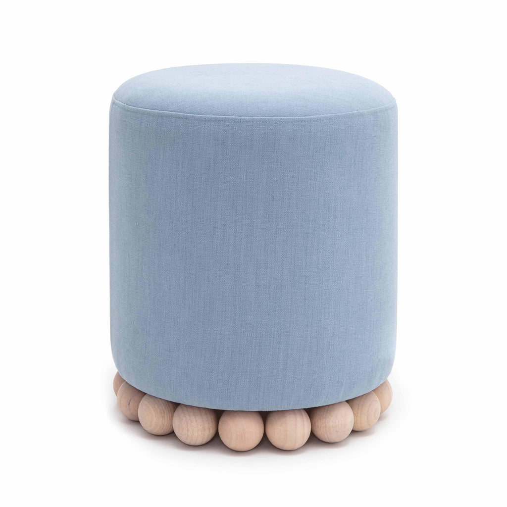 Dex Upcycled Performance Fabric Ottoman — Faded Blue null