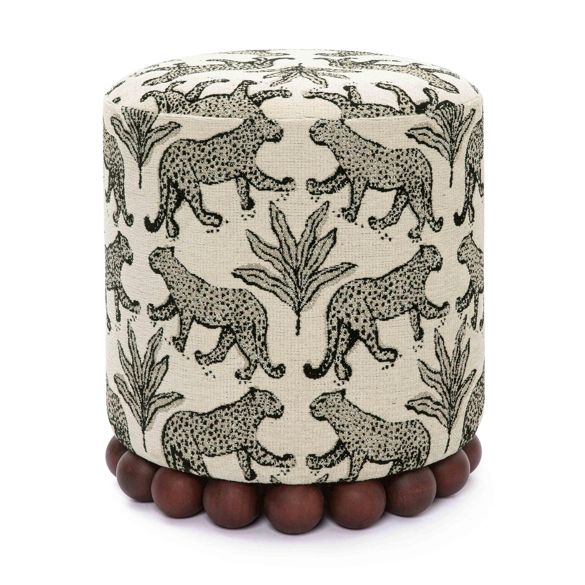 Dex Leopard Performance Jacquard Ottoman — Cream null