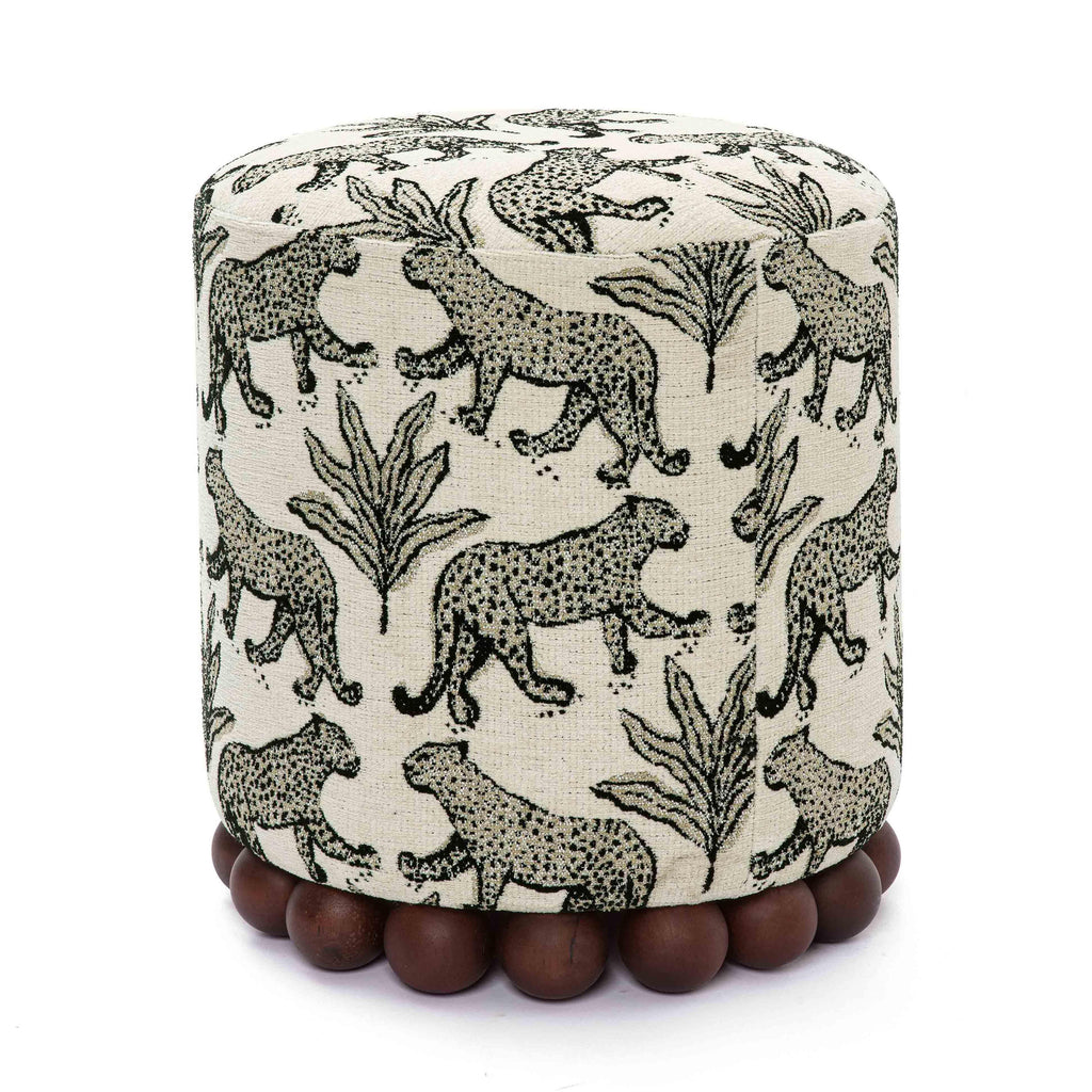 Dex Leopard Performance Jacquard Ottoman