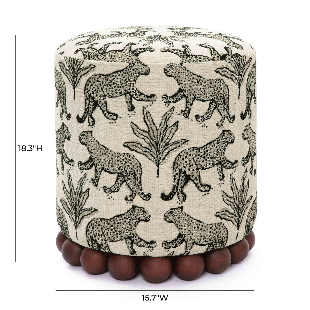 Dex Leopard Performance Jacquard Ottoman