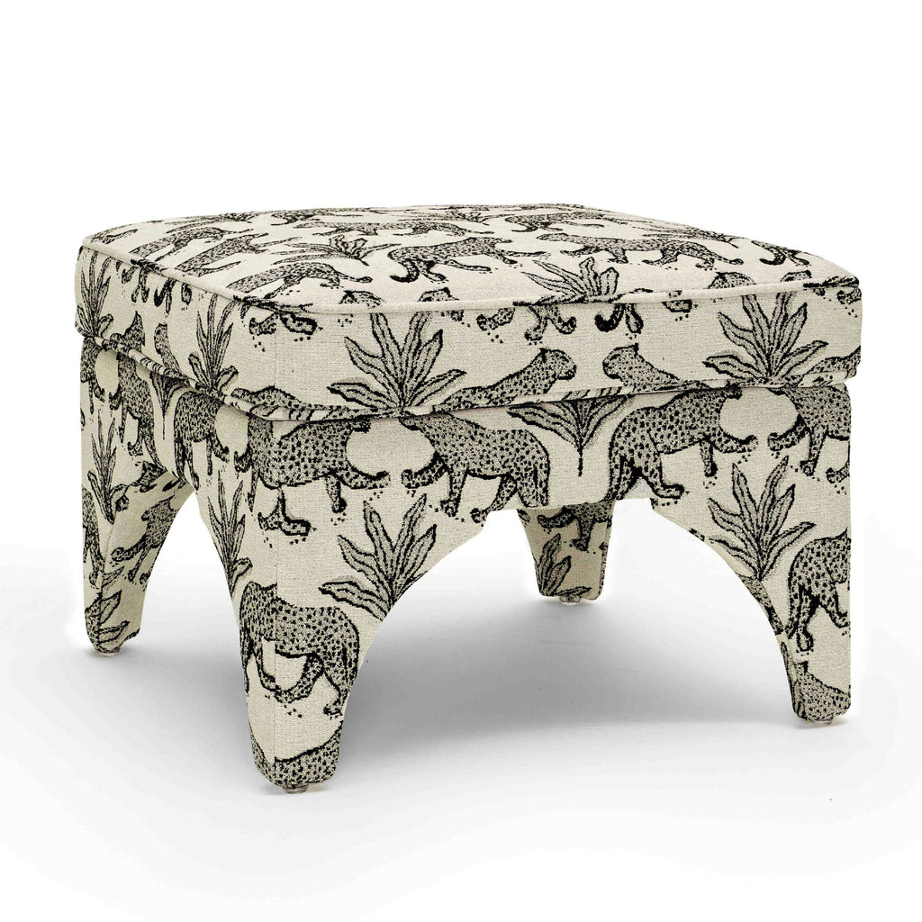 Raji Leopard Performance Jacquard Ottoman