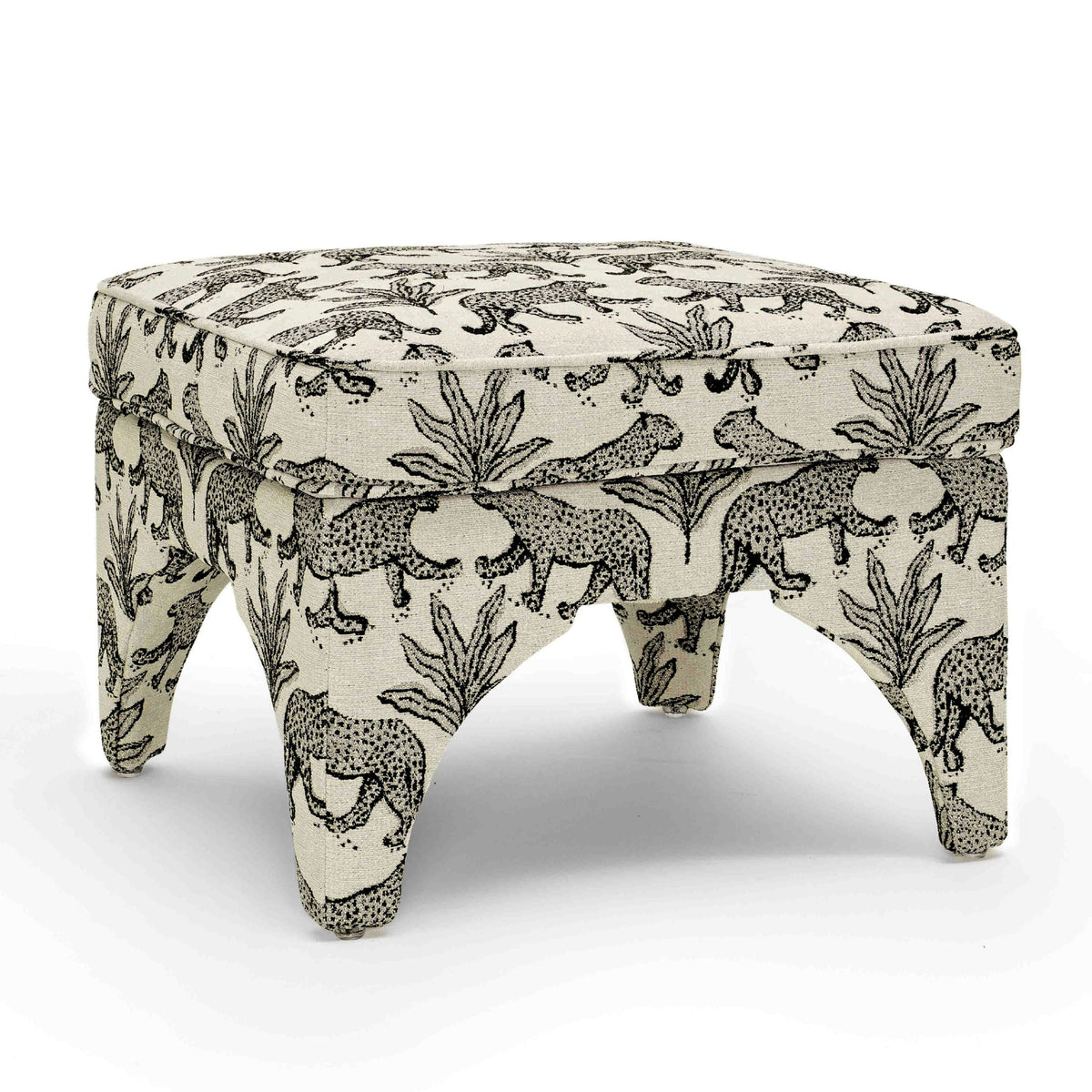 Raji Leopard Performance Jacquard Ottoman — Taupe null