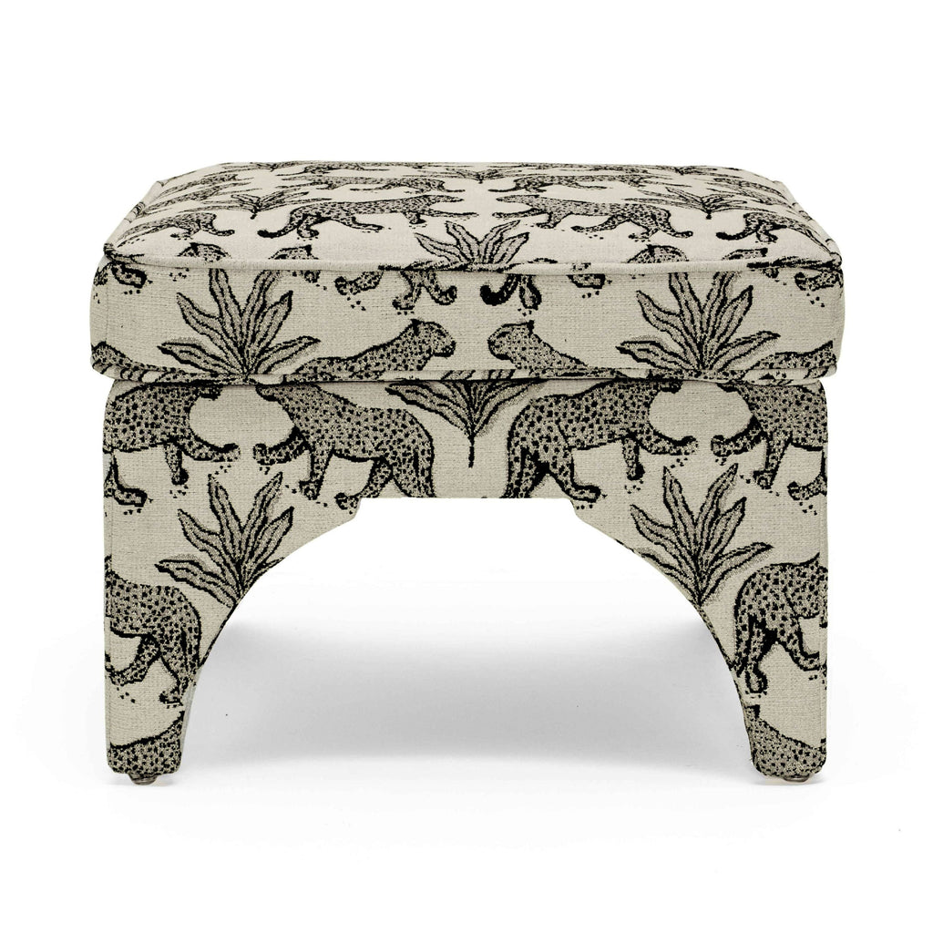 Raji Leopard Performance Jacquard Ottoman