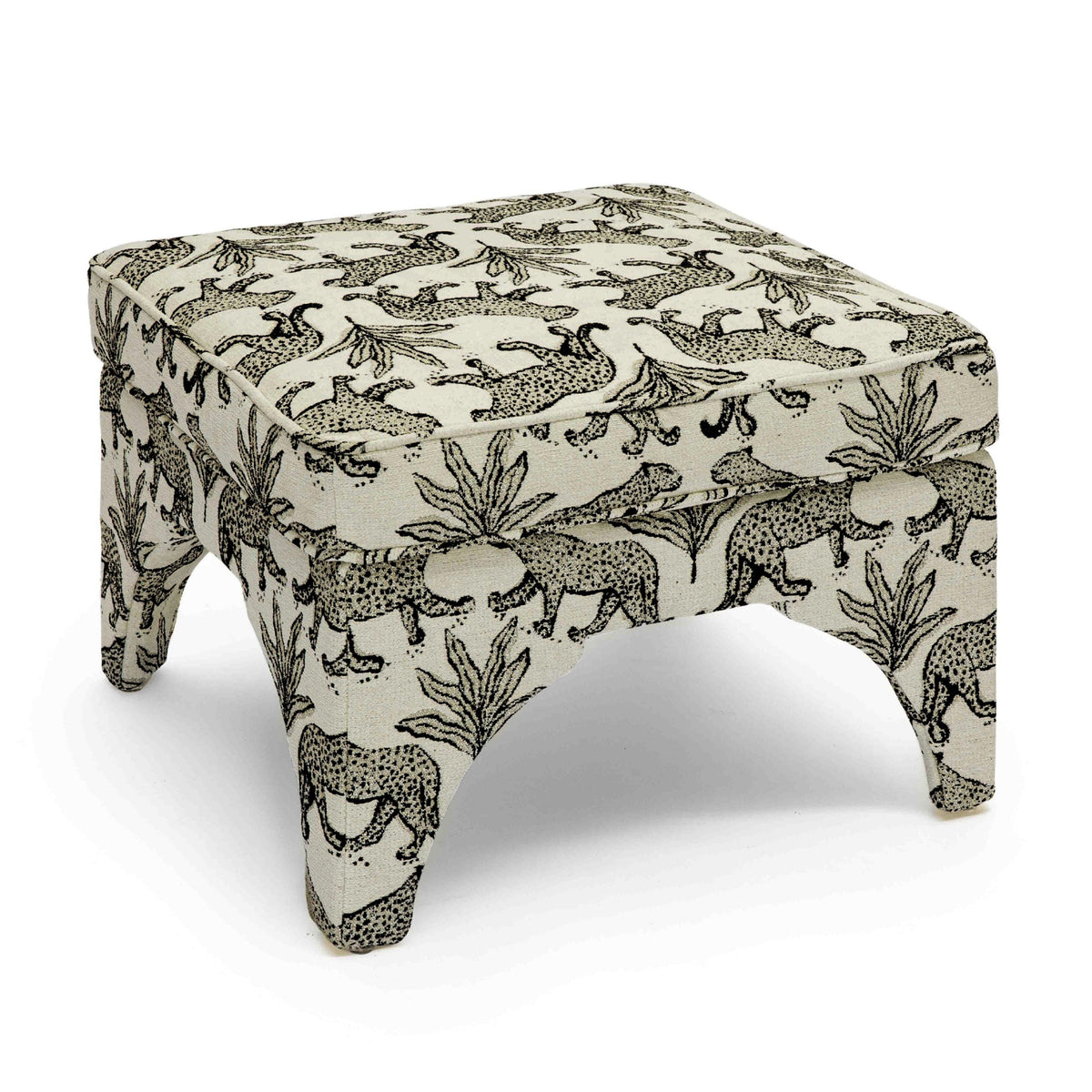 Raji Leopard Performance Jacquard Ottoman