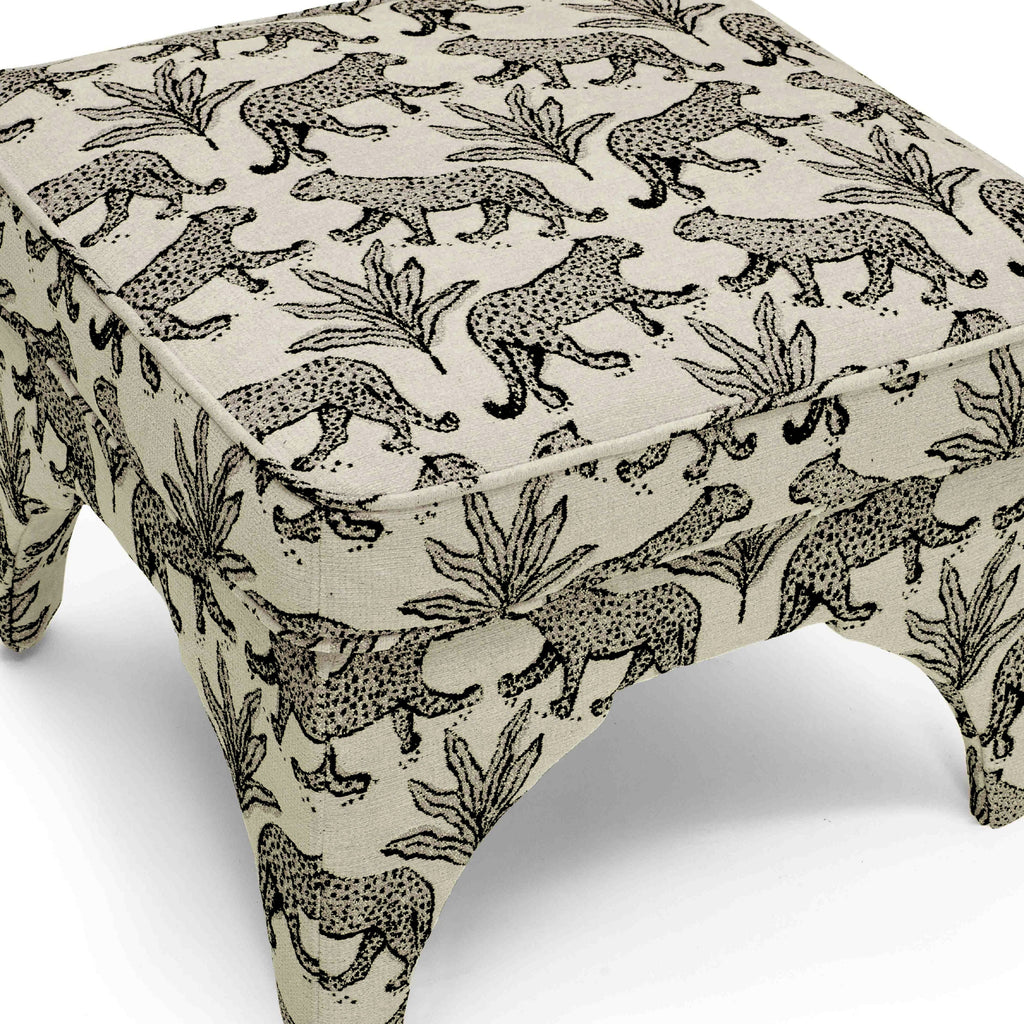 Raji Leopard Performance Jacquard Ottoman