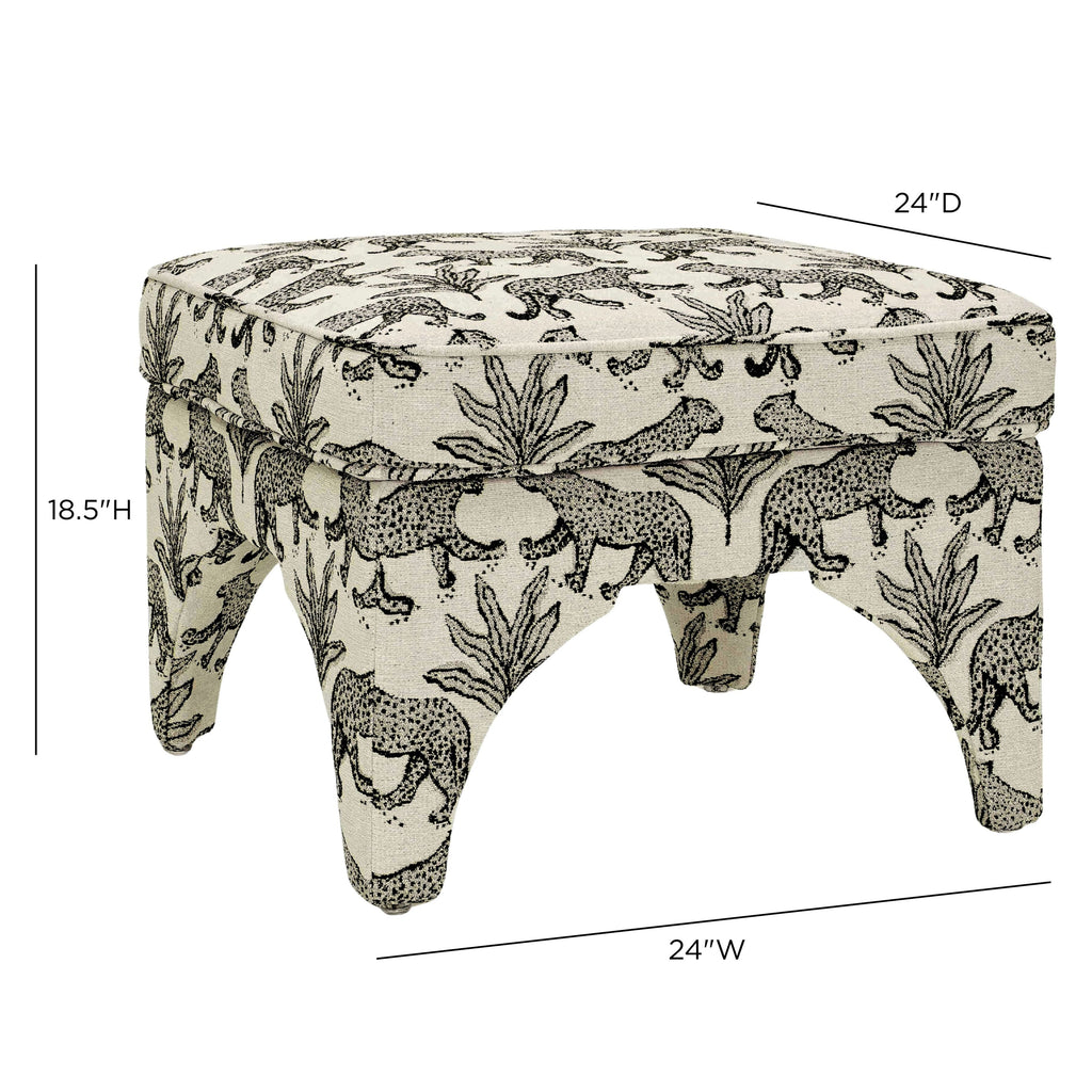 Raji Leopard Performance Jacquard Ottoman