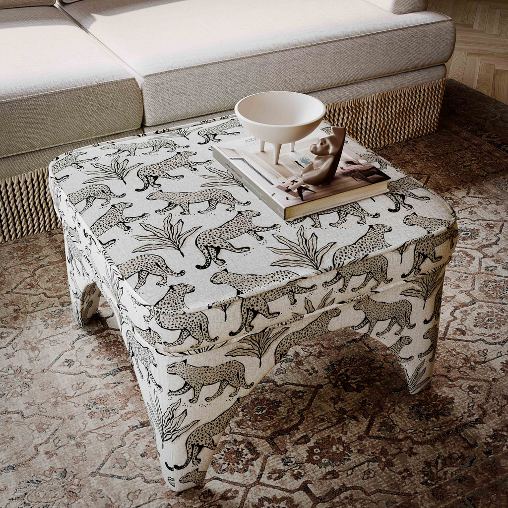 Raji Leopard Performance Jacquard Ottoman