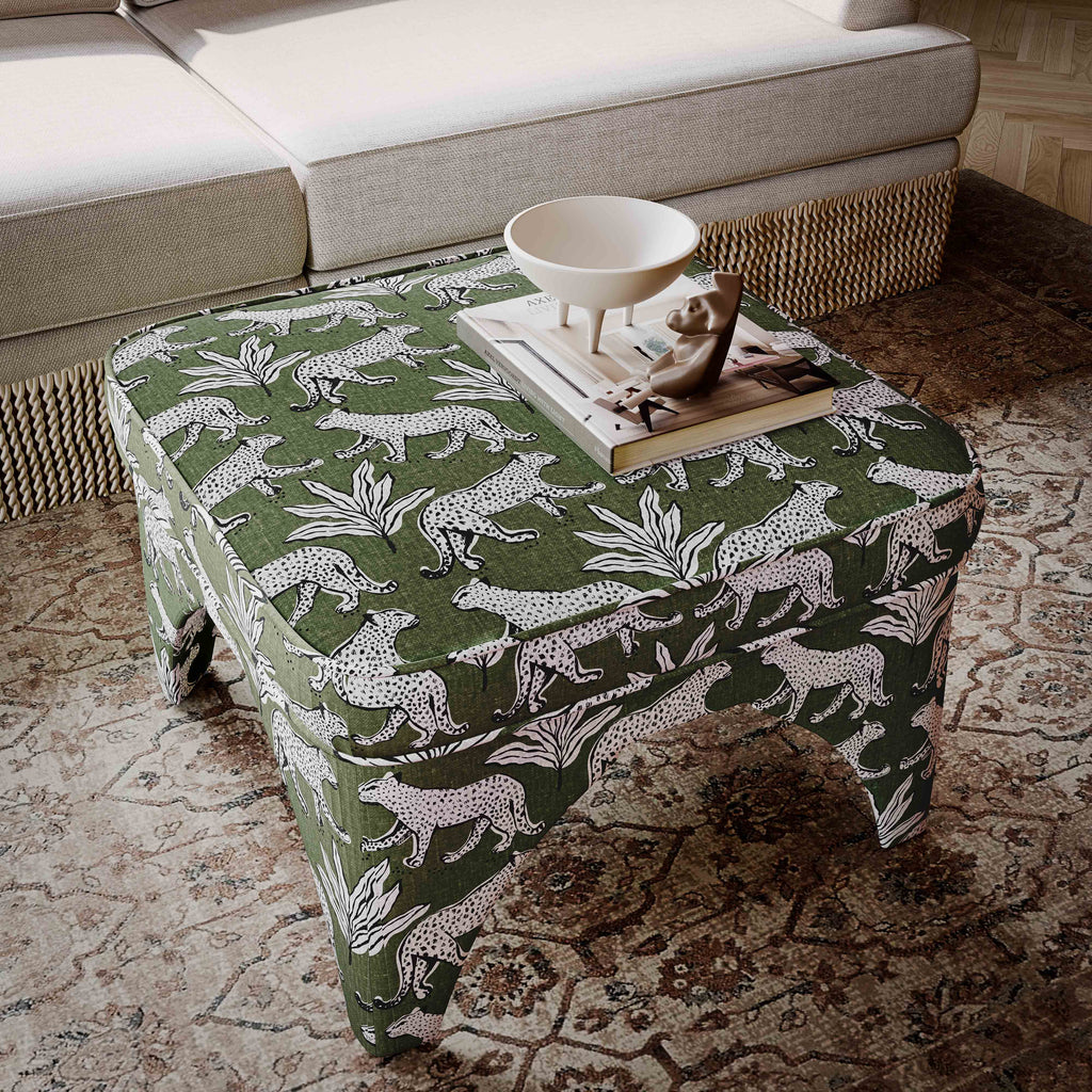 Raji Leopard Performance Jacquard Ottoman