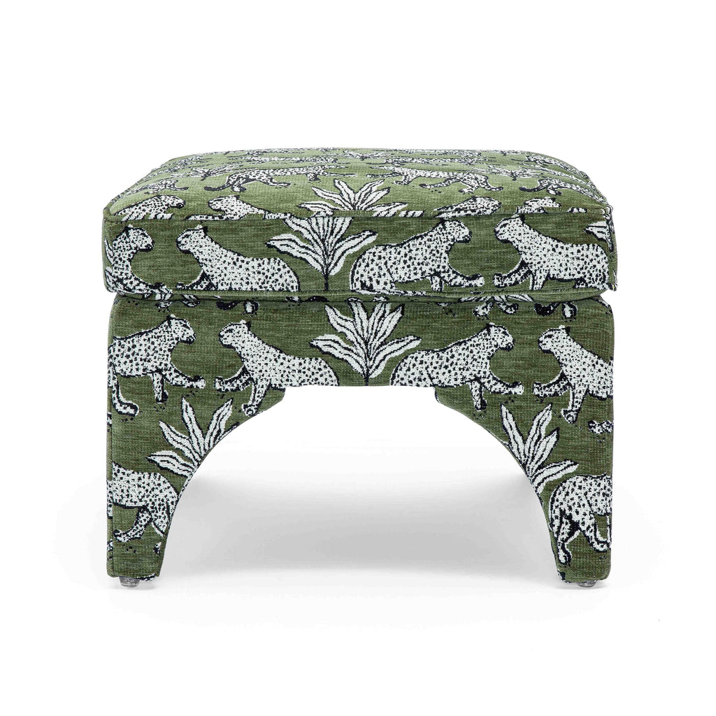 Raji Leopard Performance Jacquard Ottoman