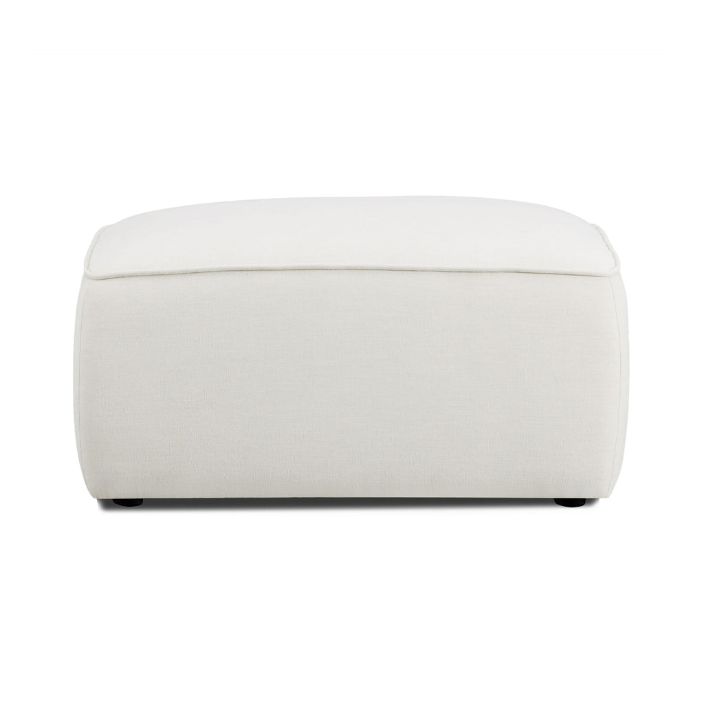 Travie Sand Upcycled Performance Linen Ottoman
