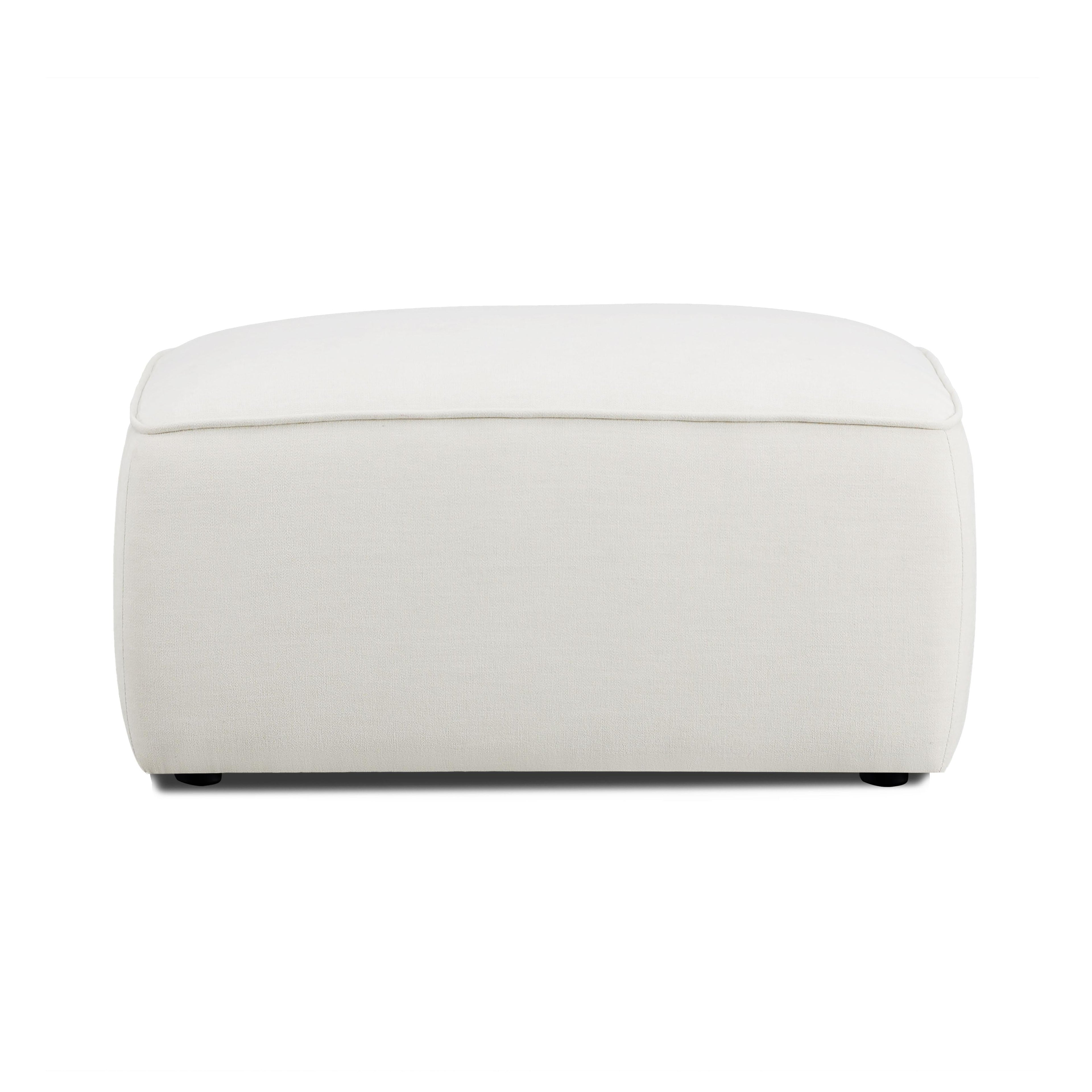Travie Sand Upcycled Performance Linen Ottoman