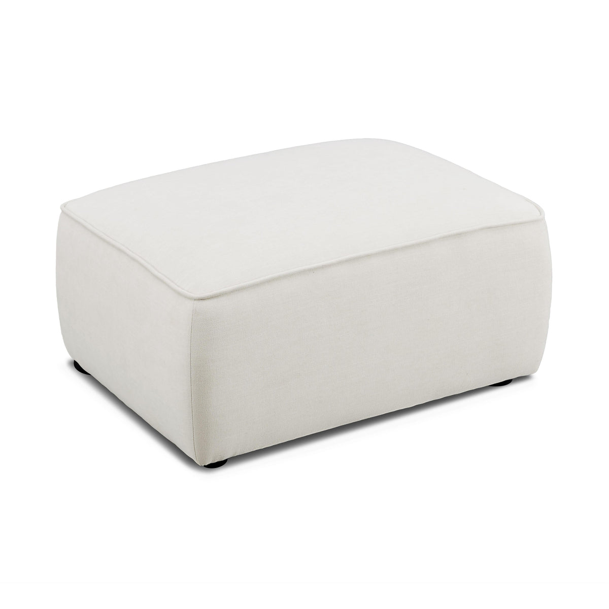 Travie Sand Upcycled Performance Linen Ottoman