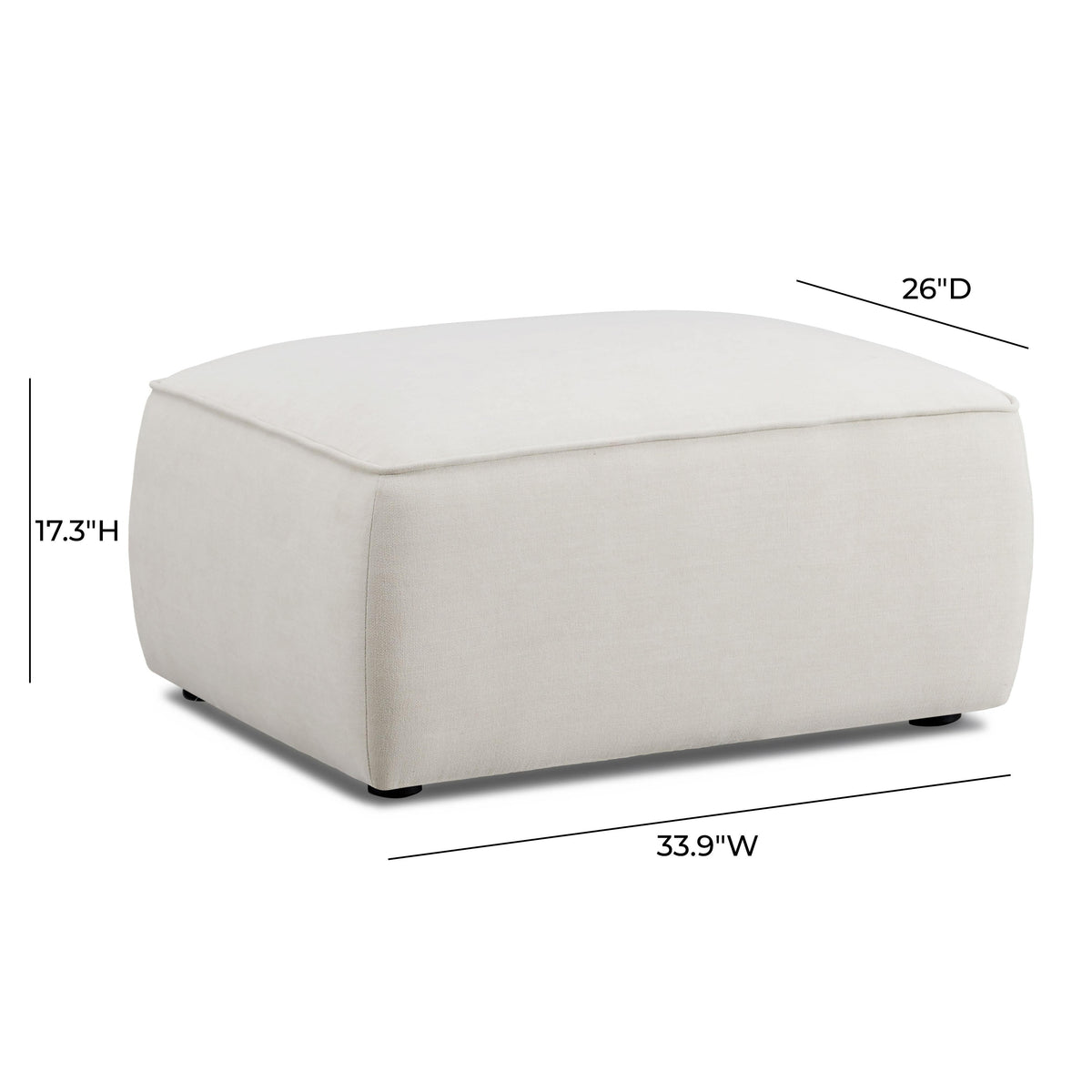 Travie Sand Upcycled Performance Linen Ottoman