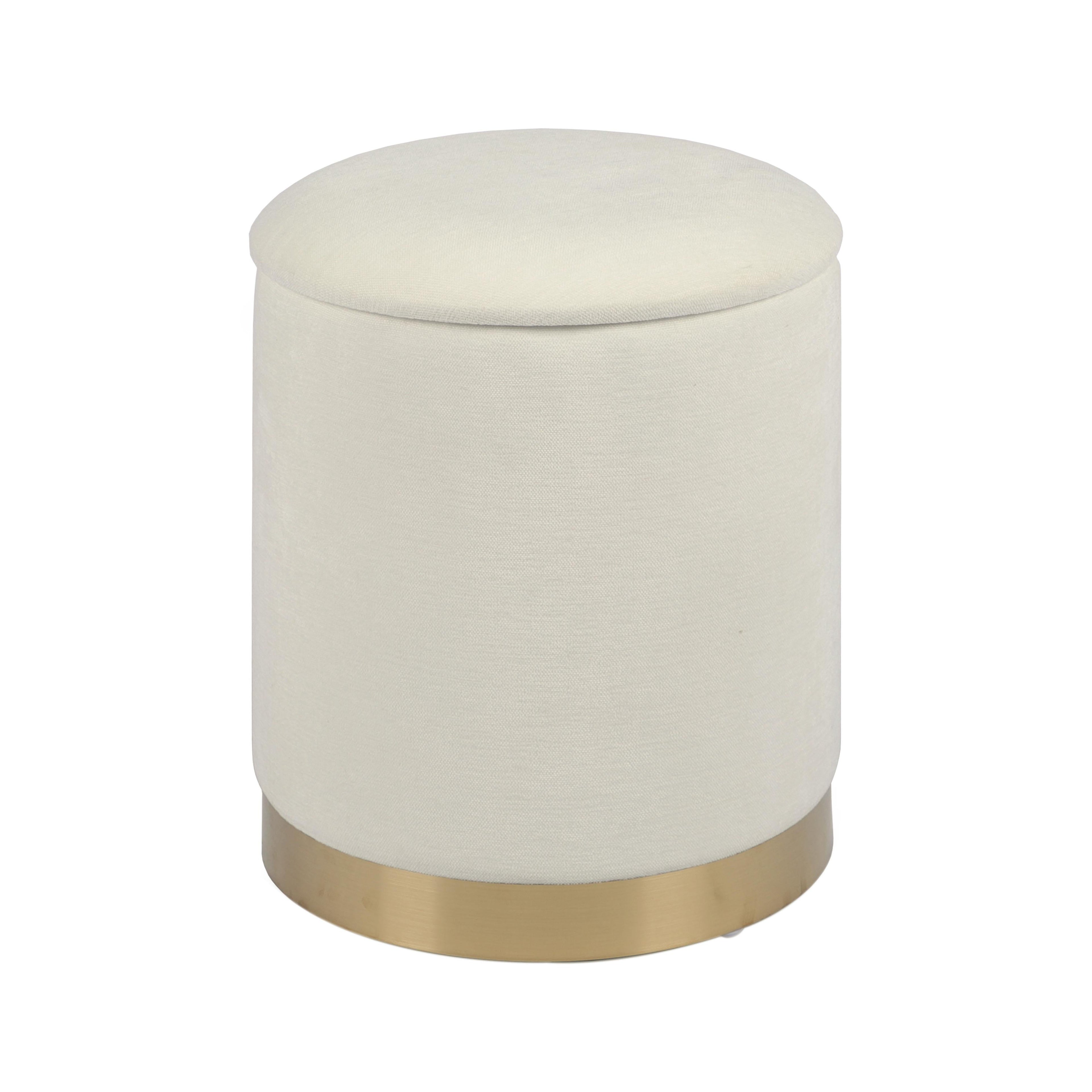 Zoe Cream Chenille Storage Ottoman