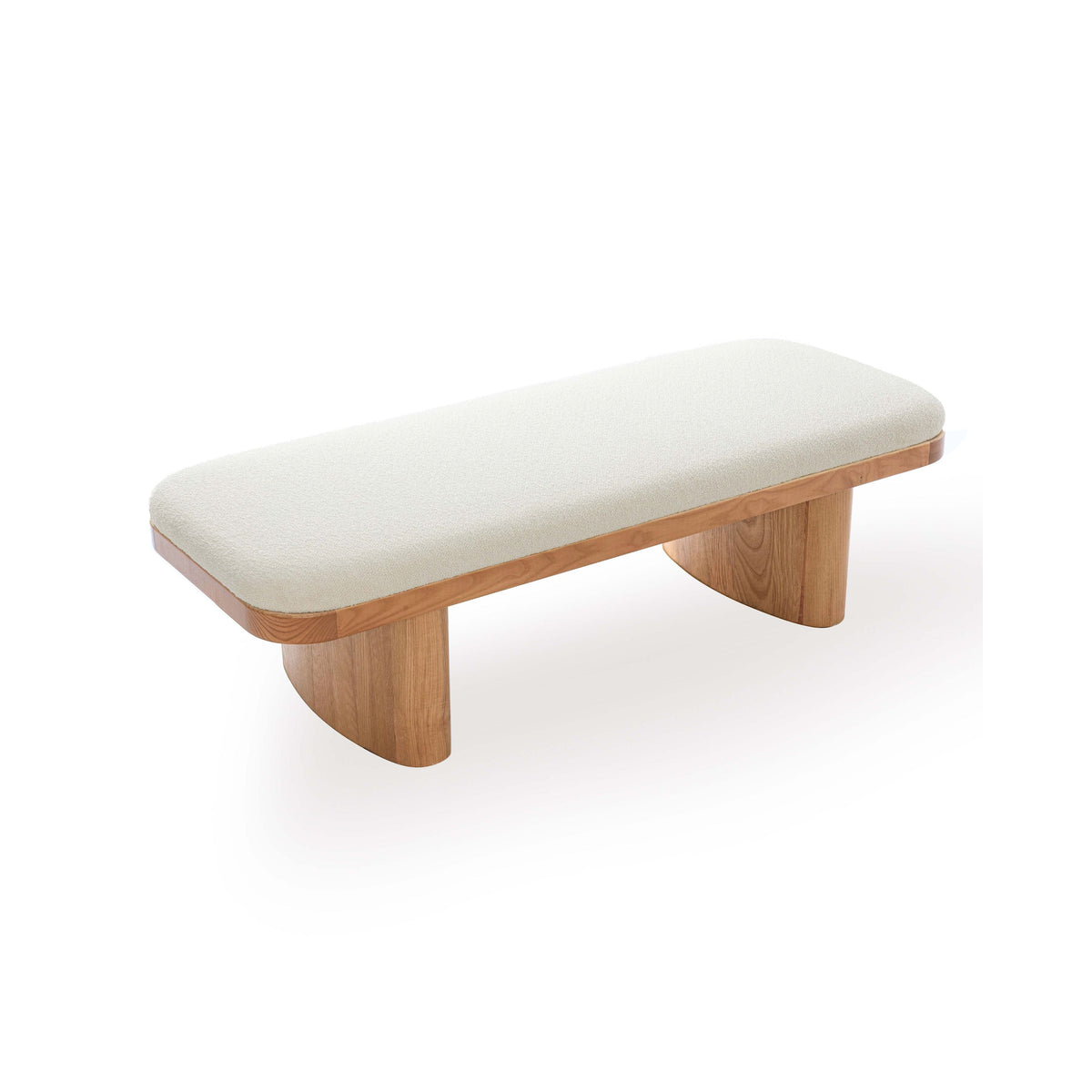 Ollie 56.5" White Performance Boucle Large Bench