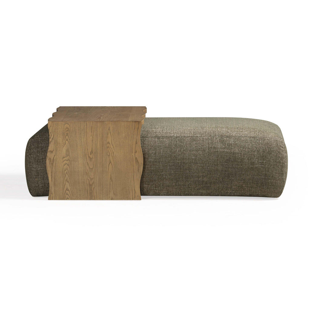 Spencer 54" Performance Basketweave Ottoman with Bridge Table