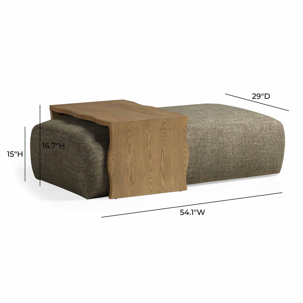 Spencer 54" Performance Basketweave Ottoman with Bridge Table