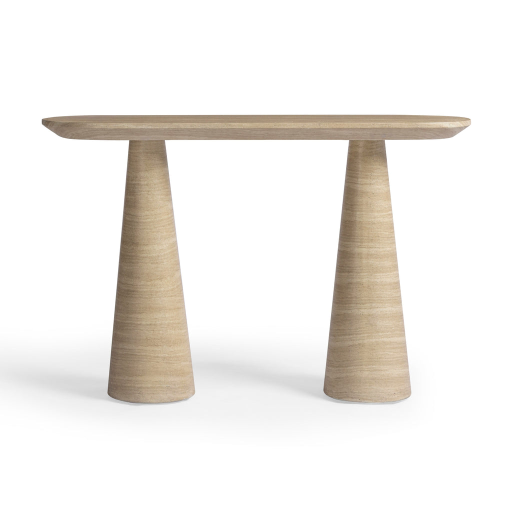 Sandra 47" Faux Travertine Indoor/Outdoor Console Table