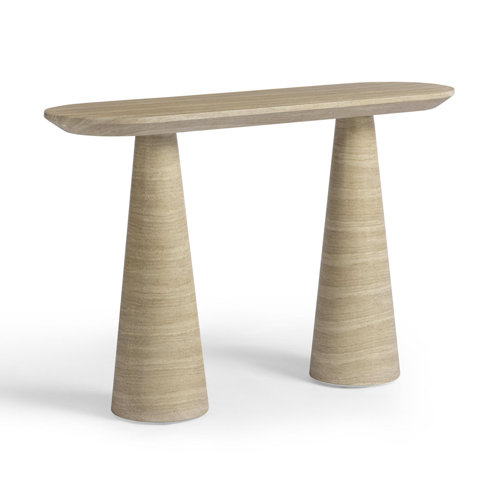 Sandra 47" Faux Travertine Indoor/Outdoor Console Table