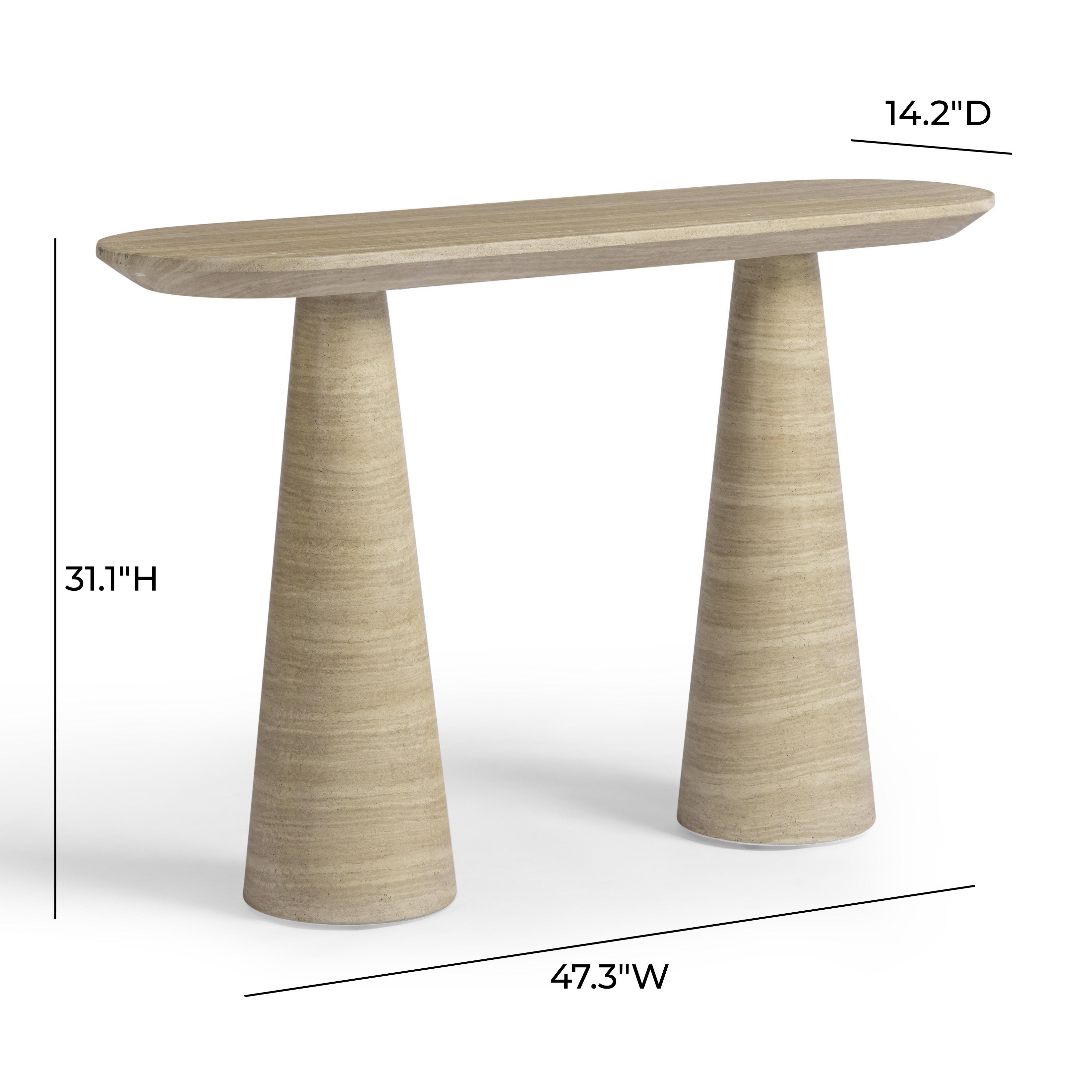 Sandra 47" Faux Travertine Indoor/Outdoor Console Table