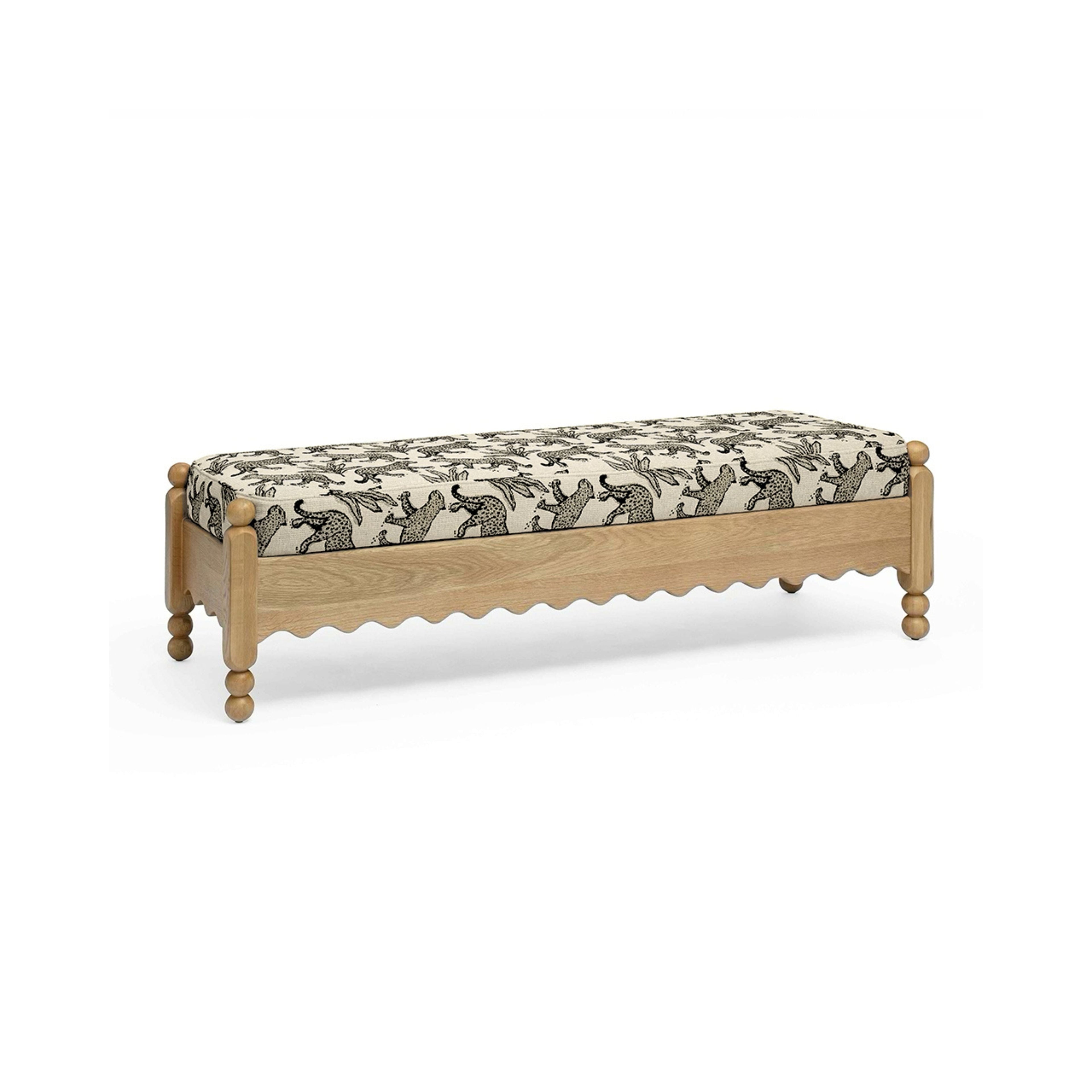 Thelma 56" Leopard Performance Jacquard Fabric Bench