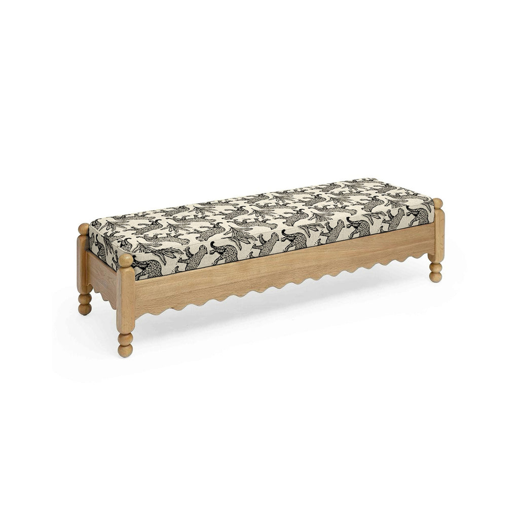 Thelma 56" Leopard Performance Jacquard Fabric Bench