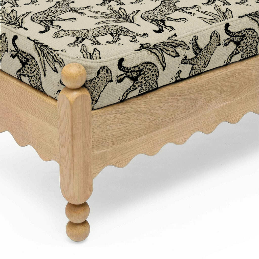 Thelma 56" Leopard Performance Jacquard Fabric Bench