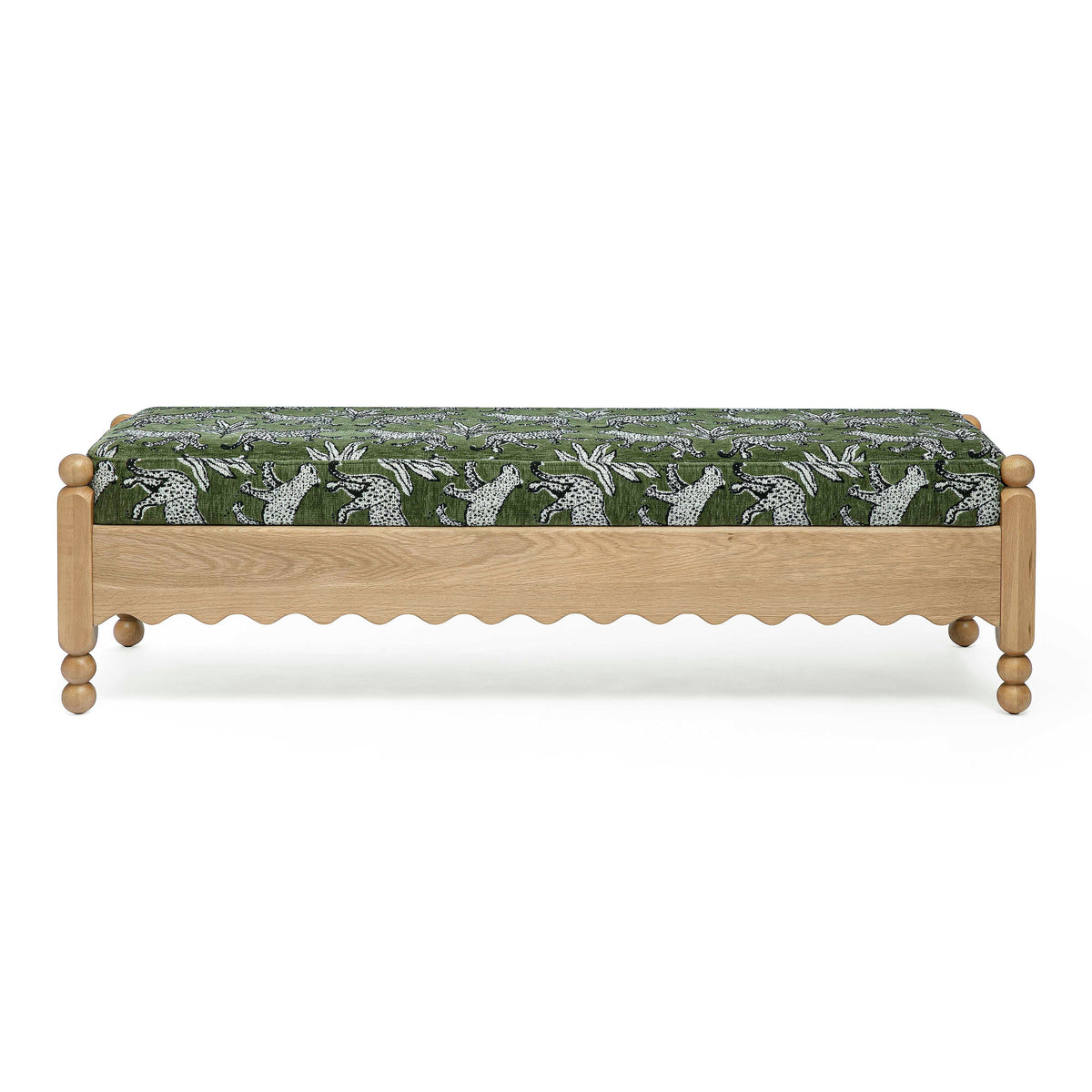 Thelma 56" Leopard Performance Jacquard Fabric Bench