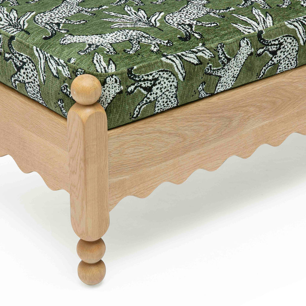 Thelma 56" Leopard Performance Jacquard Fabric Bench