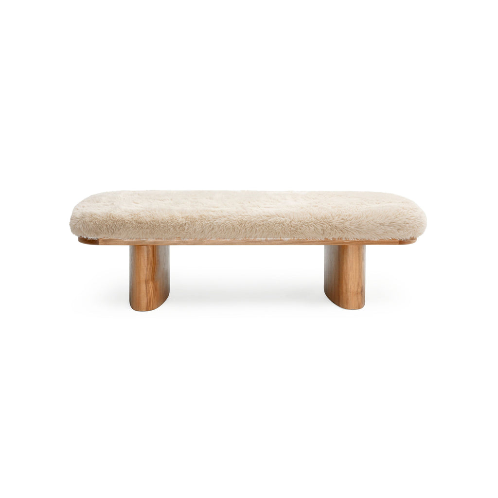 Ollie 56.5" Contract-Grade Straight Vegan Shearling Large Bench