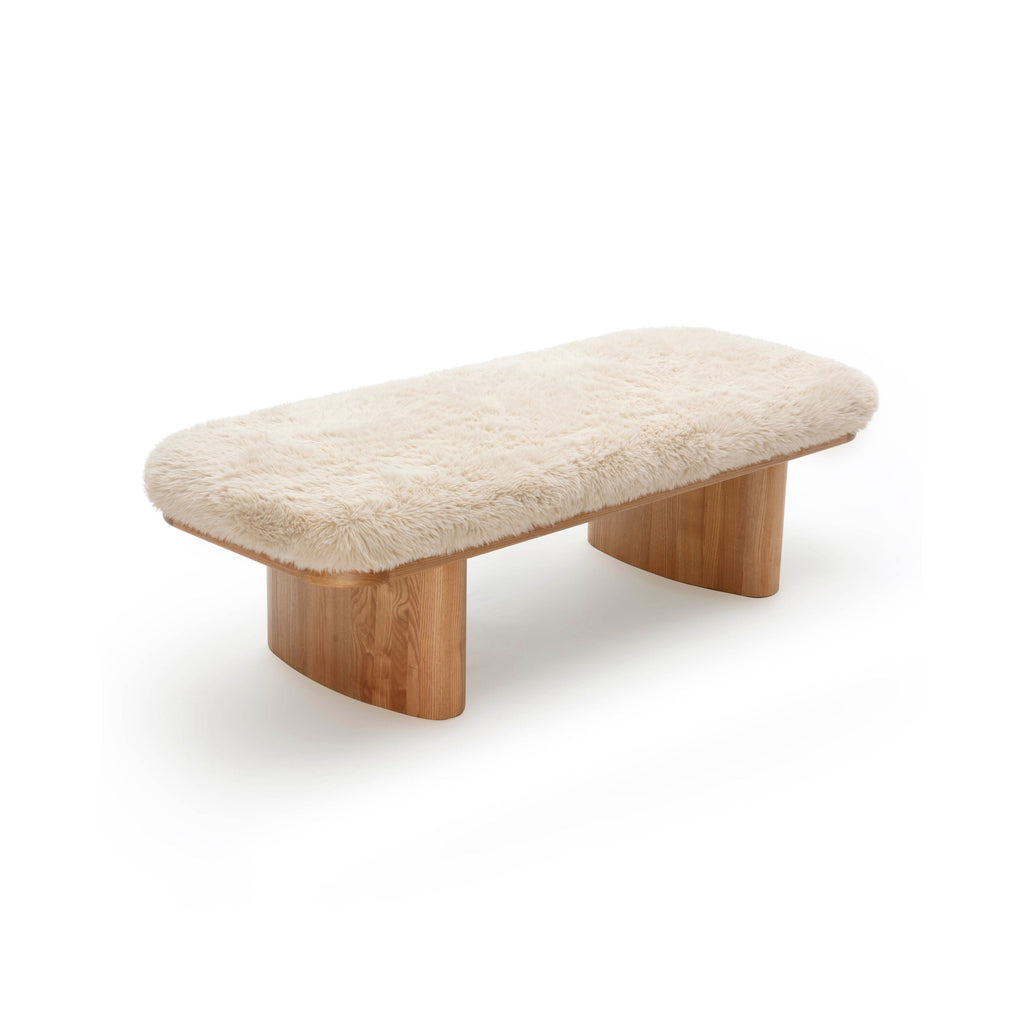 Ollie 56.5" Contract-Grade Straight Vegan Shearling Large Bench