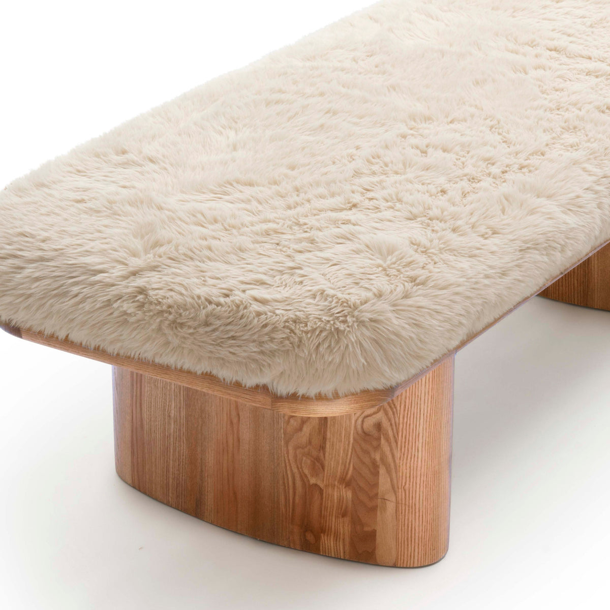 Ollie 56.5" Contract-Grade Straight Vegan Shearling Large Bench