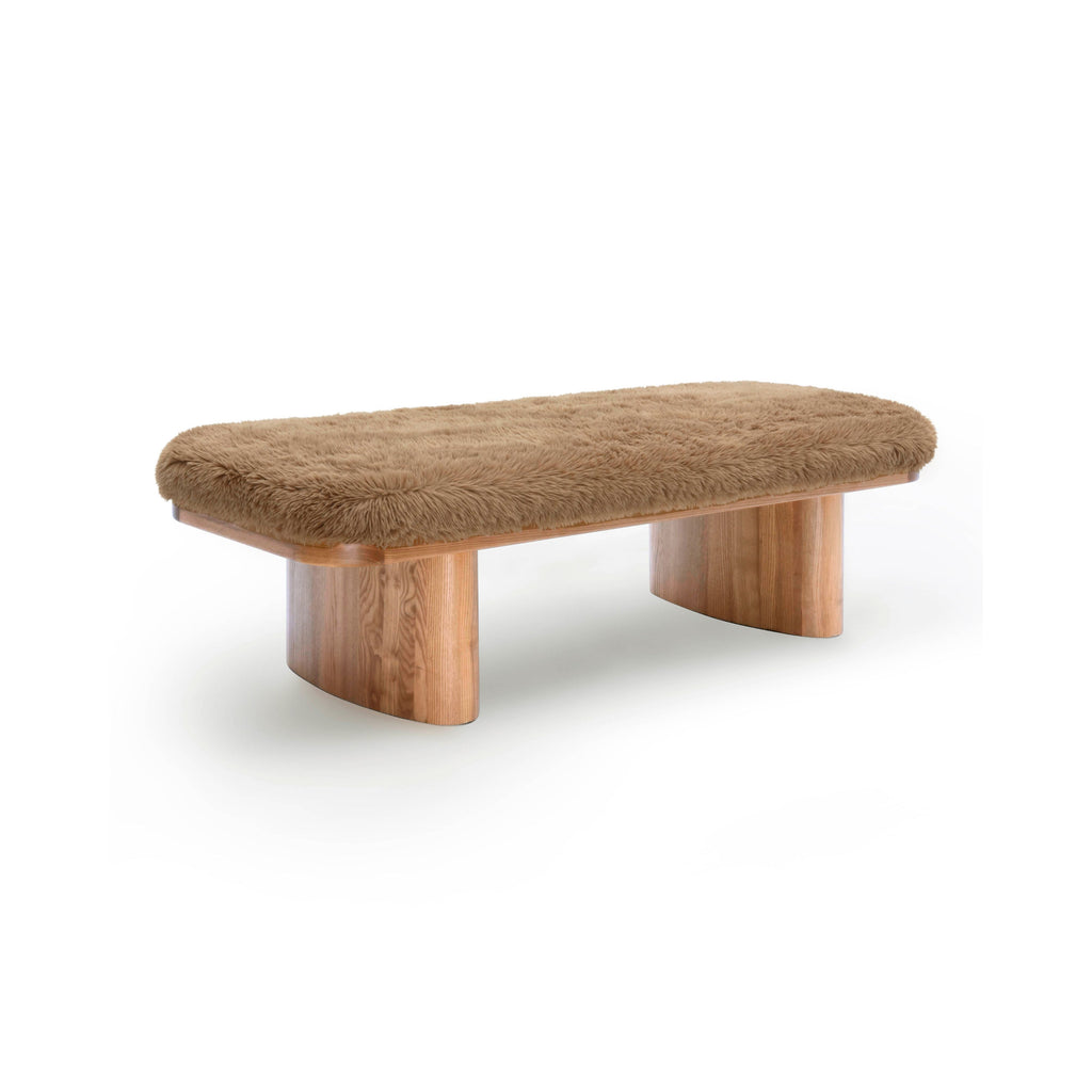 Ollie 56.5" Contract-Grade Straight Vegan Shearling Large Bench