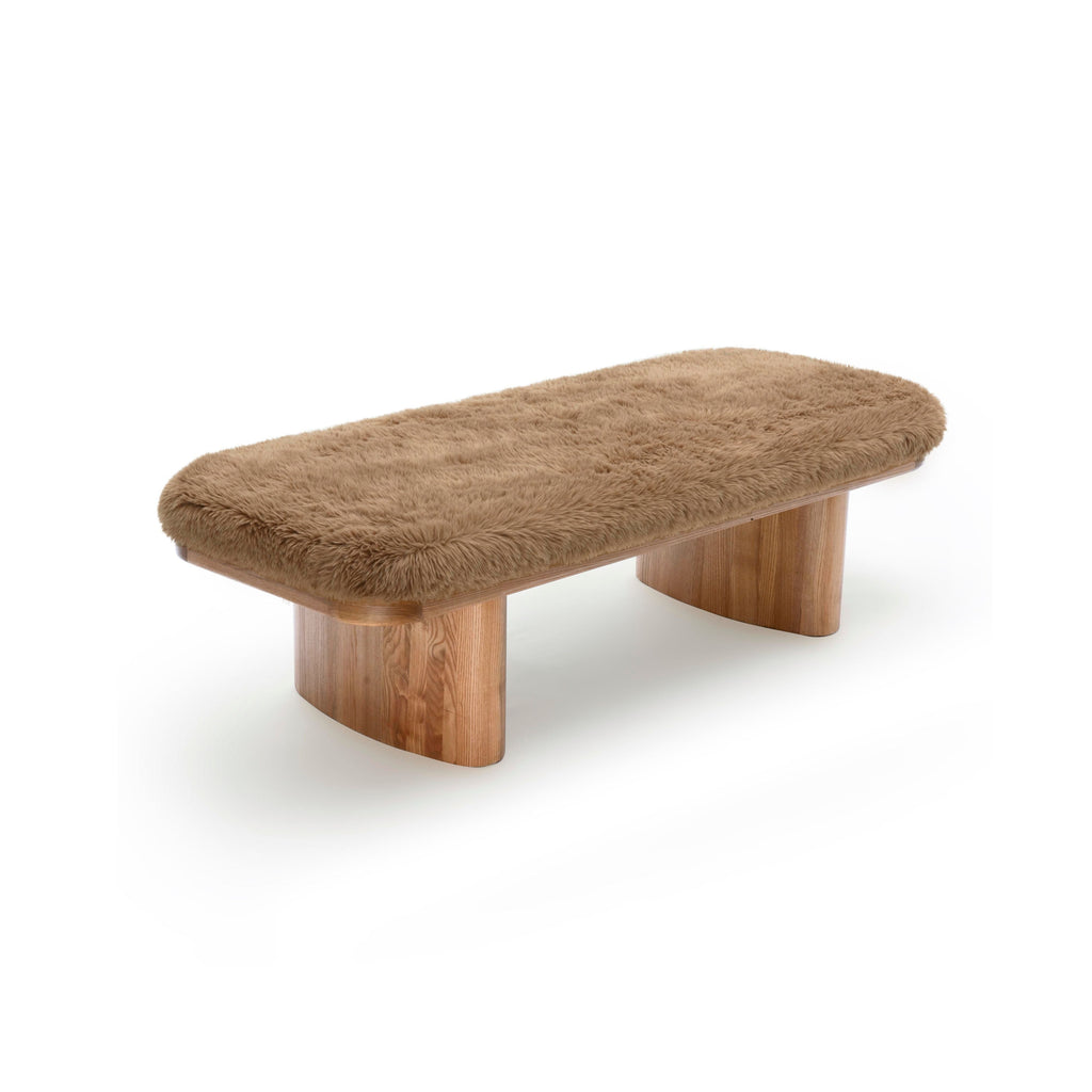 Ollie 56.5" Contract-Grade Straight Vegan Shearling Large Bench