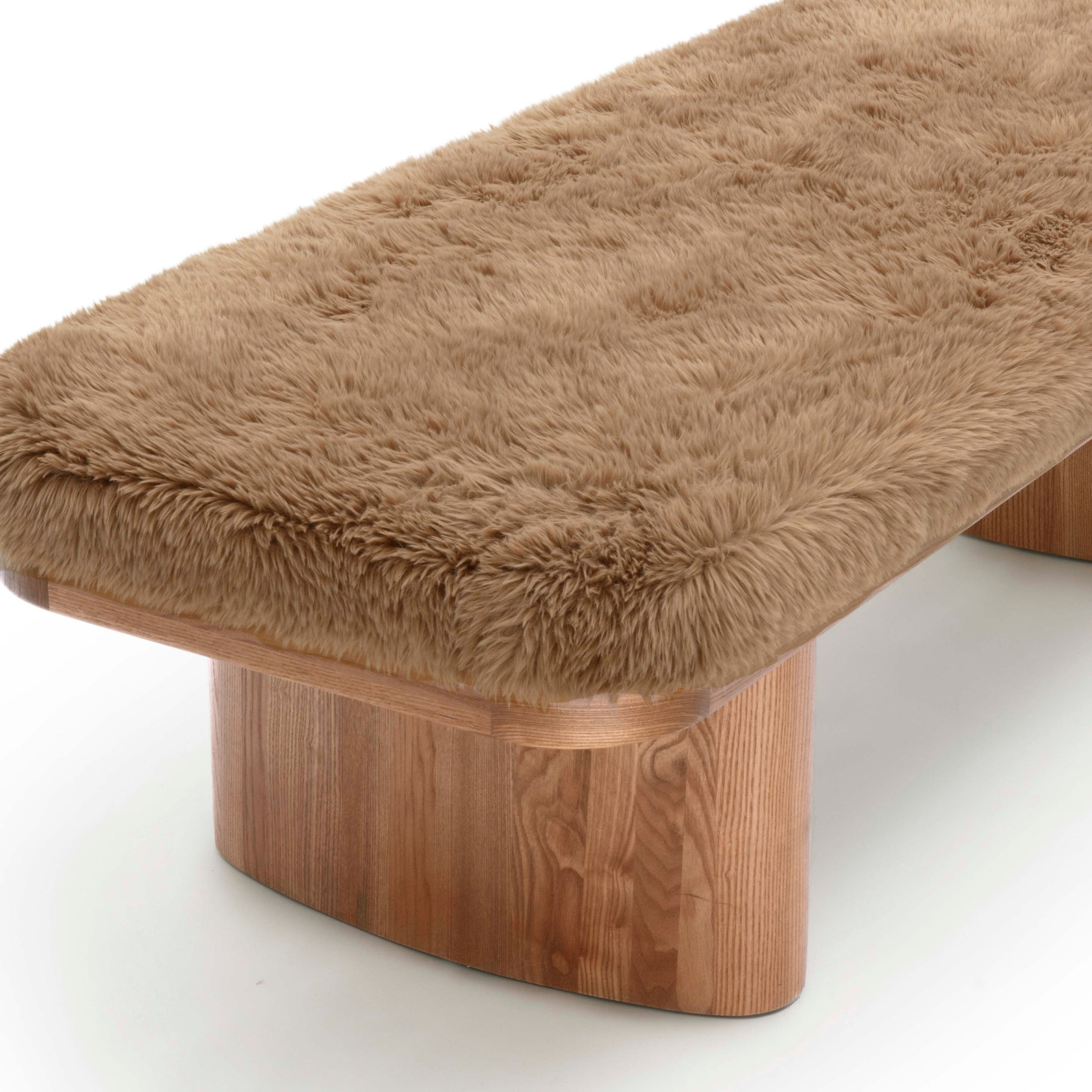 Ollie 56.5" Contract-Grade Straight Vegan Shearling Large Bench