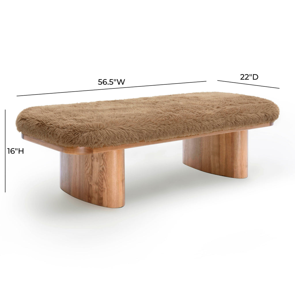 Ollie 56.5" Contract-Grade Straight Vegan Shearling Large Bench