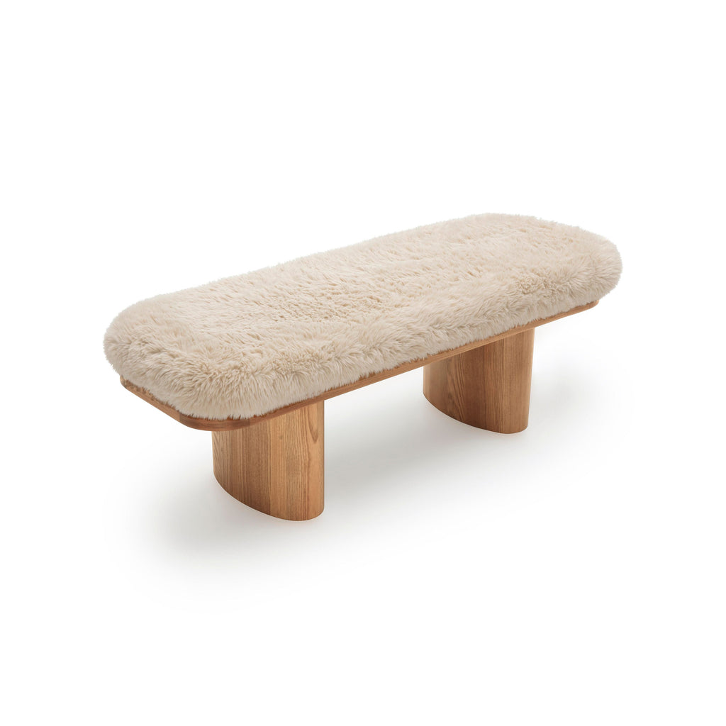 Ollie 48" Contract-Grade Straight Vegan Shearling Bench