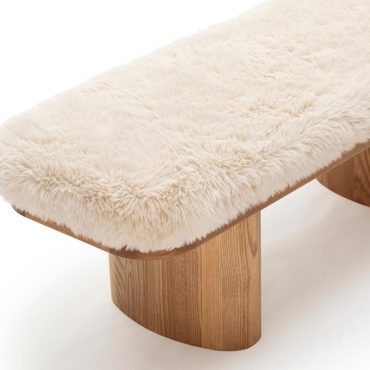 Ollie 48" Contract-Grade Straight Vegan Shearling Bench