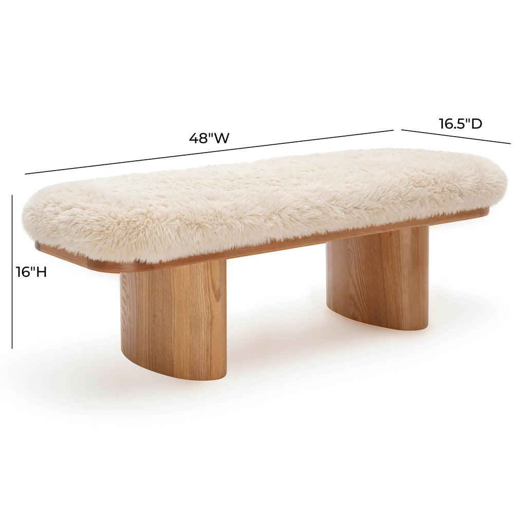 Ollie 48" Contract-Grade Straight Vegan Shearling Bench
