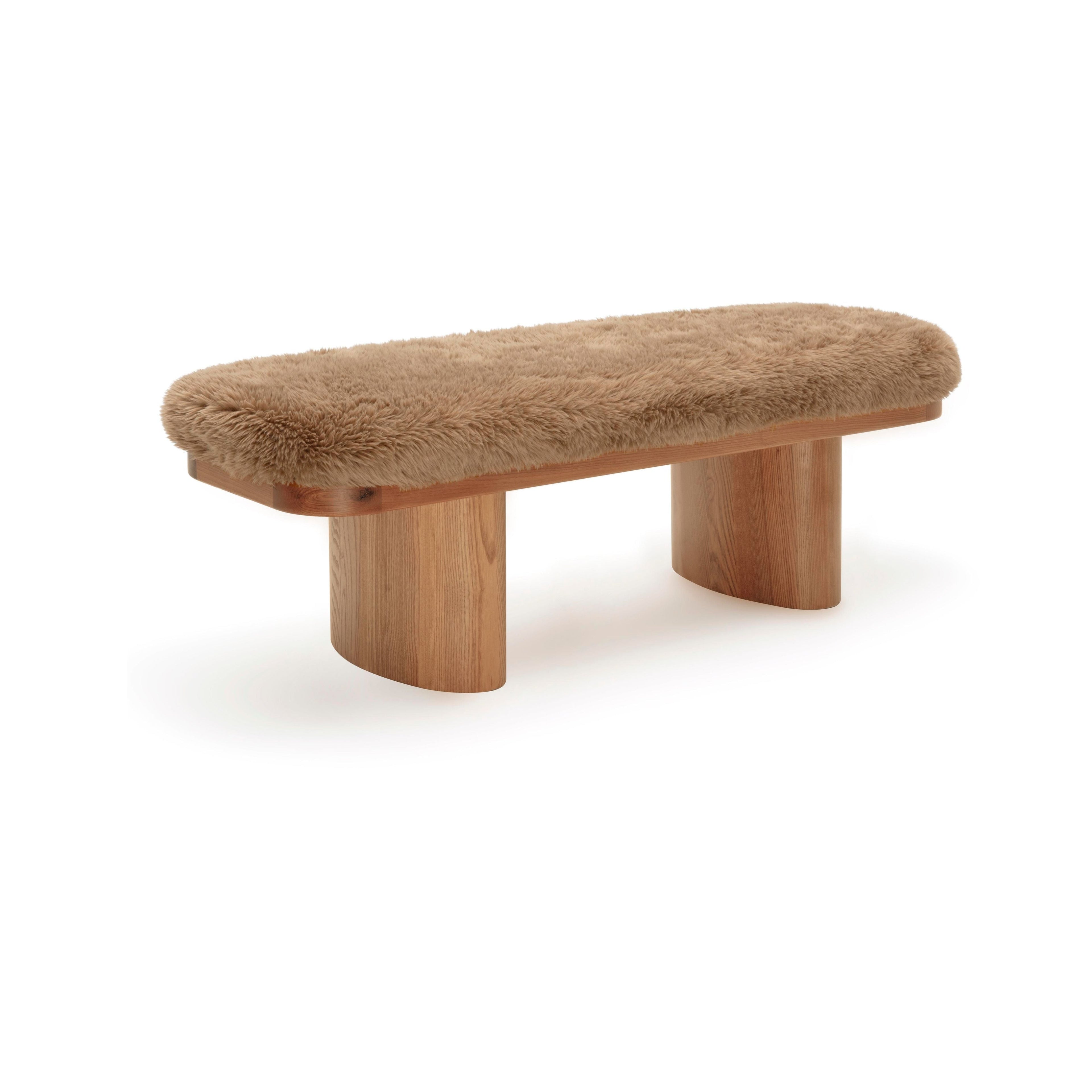 Ollie 48" Contract-Grade Straight Vegan Shearling Bench