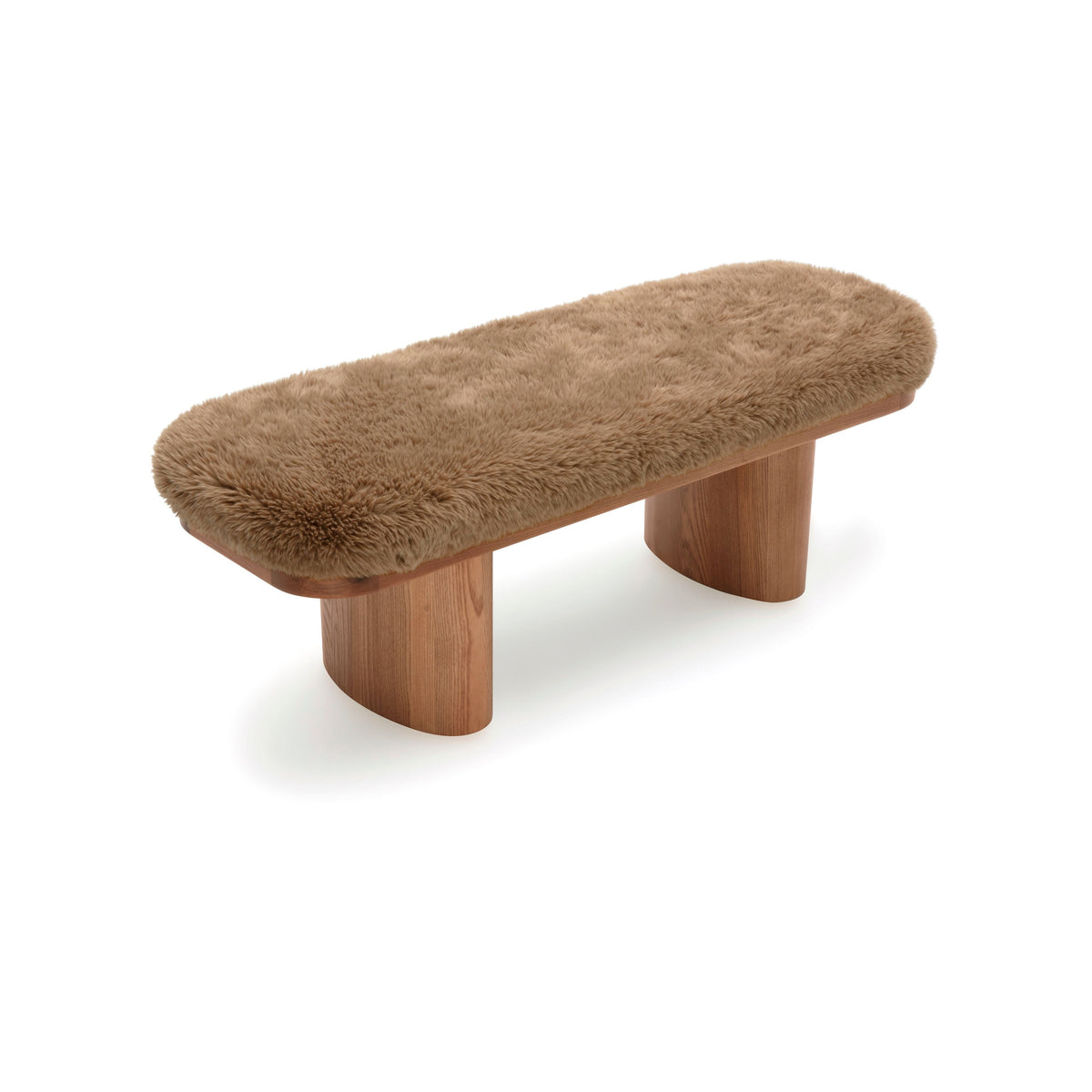 Ollie 48" Contract-Grade Straight Vegan Shearling Bench