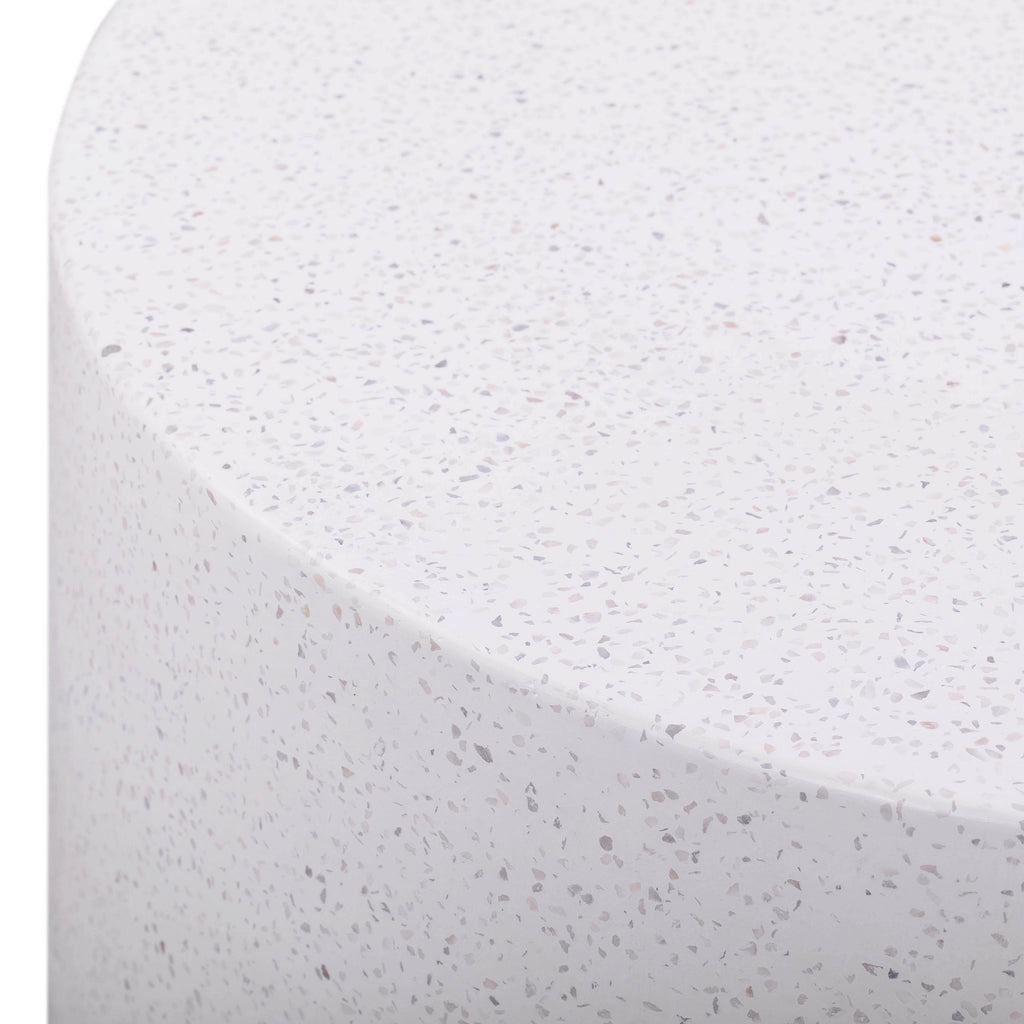 Terrazzo 27.5" Light Speckled Concrete Round Coffee Table